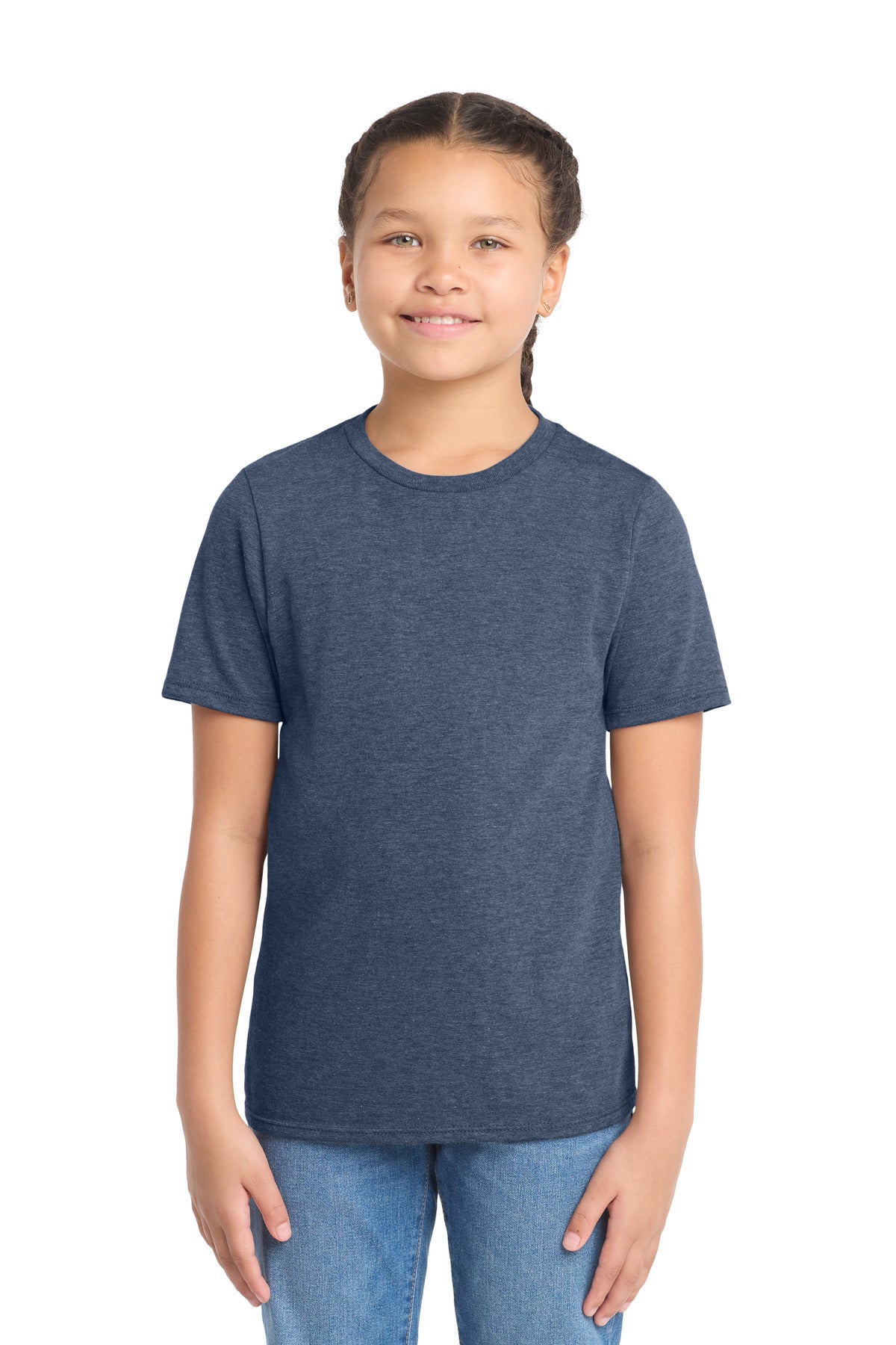 Custom logo District ® Youth Perfect Tri ®Tee. DT130Y in Navy Frost