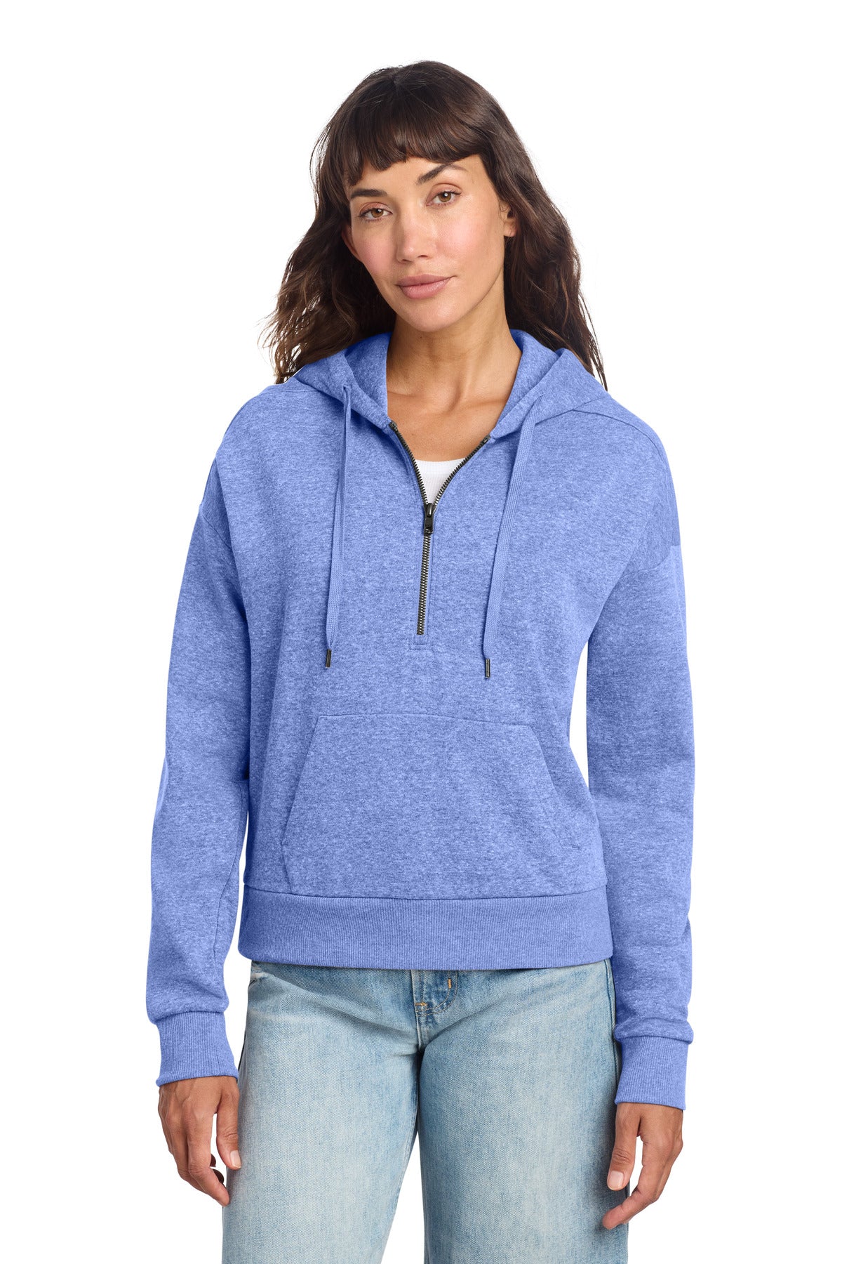 Custom logo District® Women's Perfect Tri® Fleece 1/2-Zip Pullover DT1311 in Royal Frost