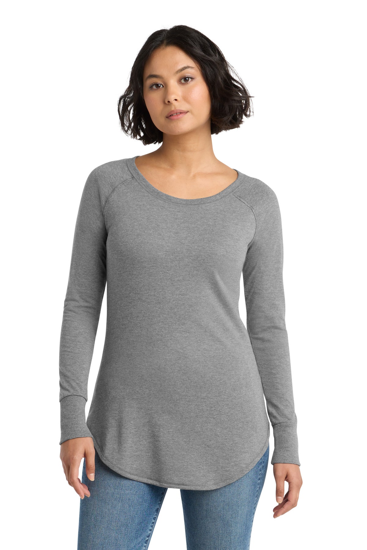Custom logo District ® Women's Perfect Tri ® Long Sleeve Tunic Tee. DT132L in Grey Frost
