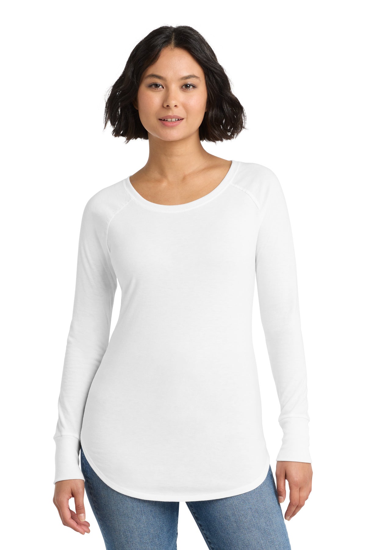 Custom logo District ® Women's Perfect Tri ® Long Sleeve Tunic Tee. DT132L in White