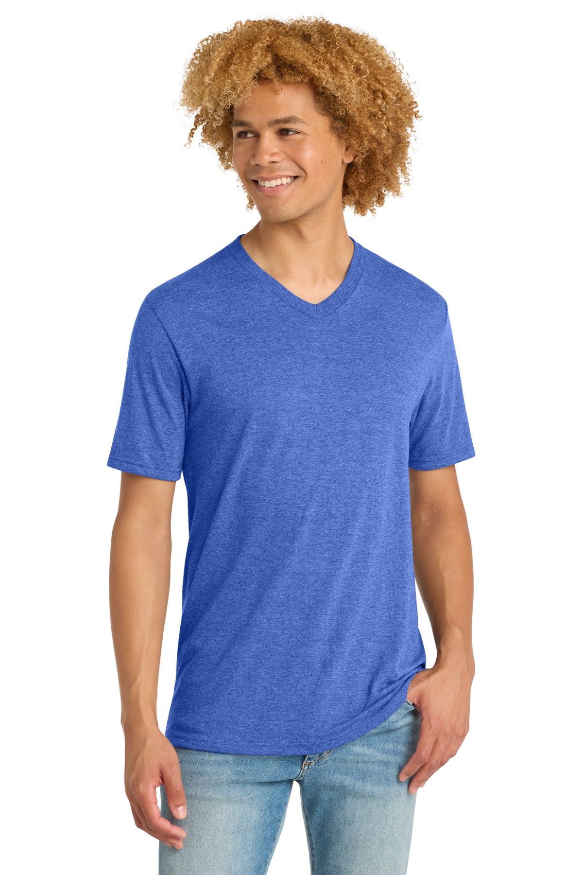 Custom logo District ®  Perfect Tri® V-Neck Tee. DT1350 in Royal Frost