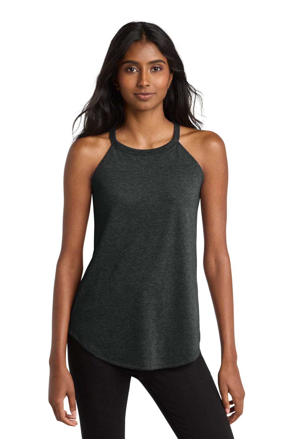 Custom logo District  ® Women's Perfect Tri ® Rocker Tank. DT137L in Black Frost
