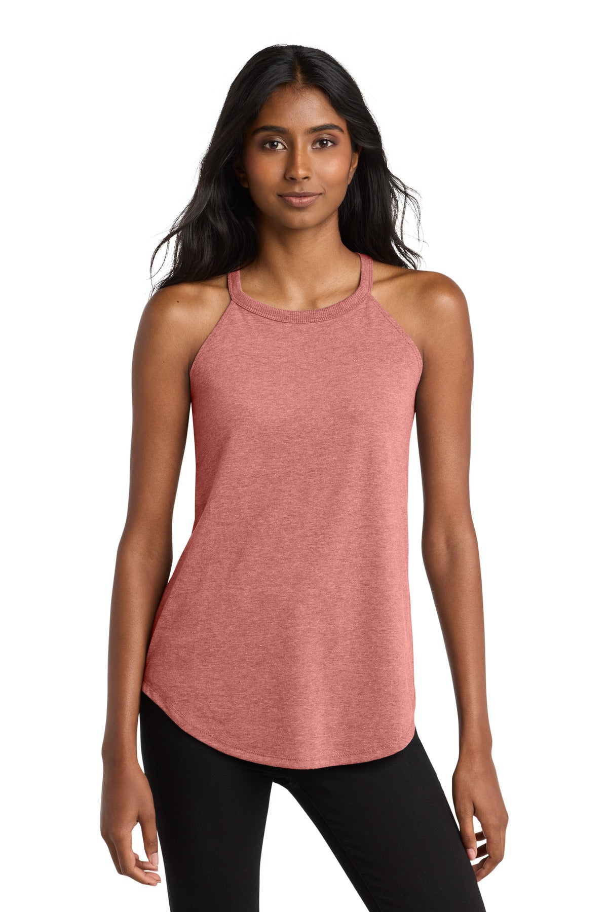 Custom logo District  ® Women's Perfect Tri ® Rocker Tank. DT137L in Blush Frost