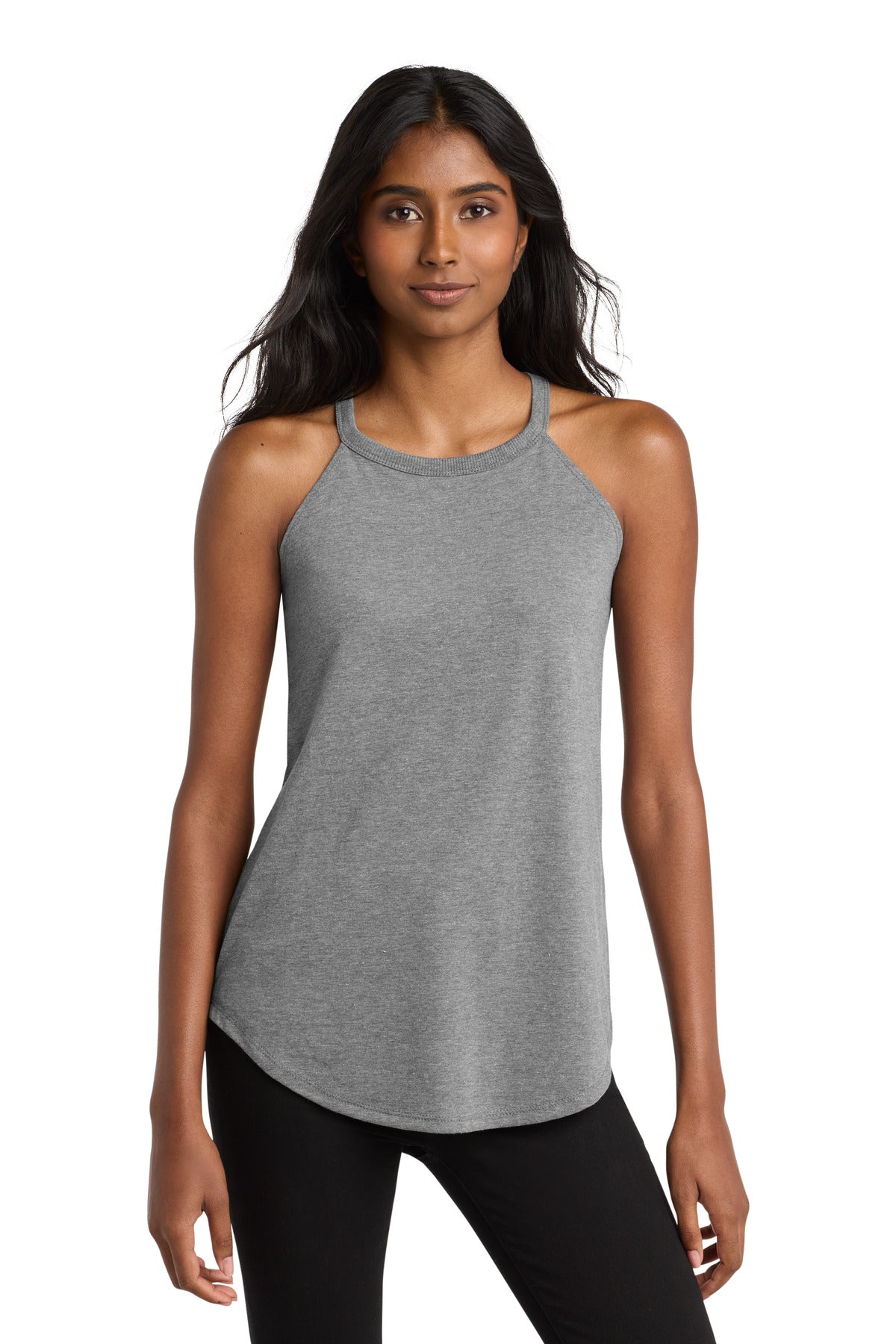 Custom logo District  ® Women's Perfect Tri ® Rocker Tank. DT137L in Grey Frost