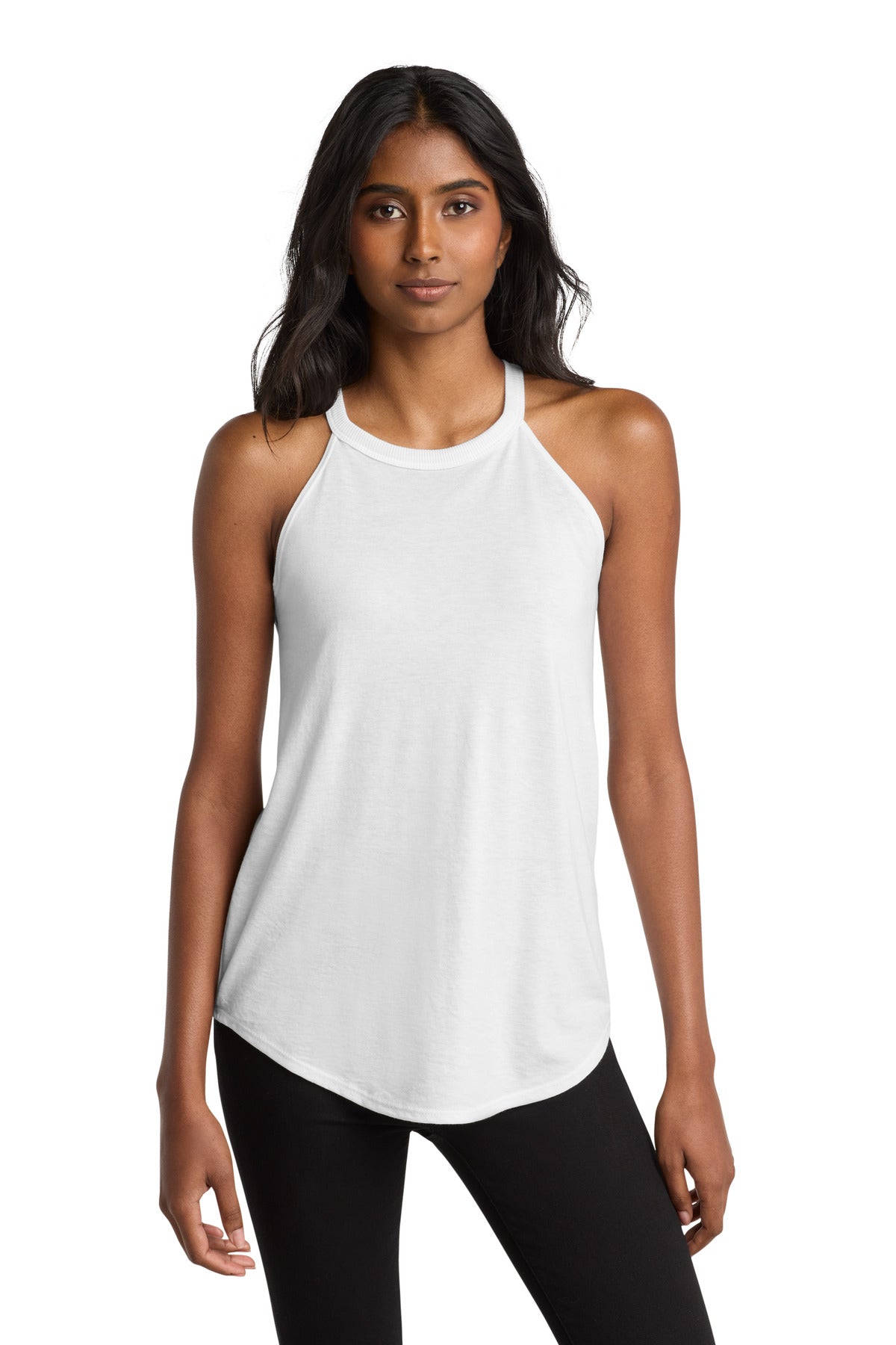 Custom logo District  ® Women's Perfect Tri ® Rocker Tank. DT137L in White
