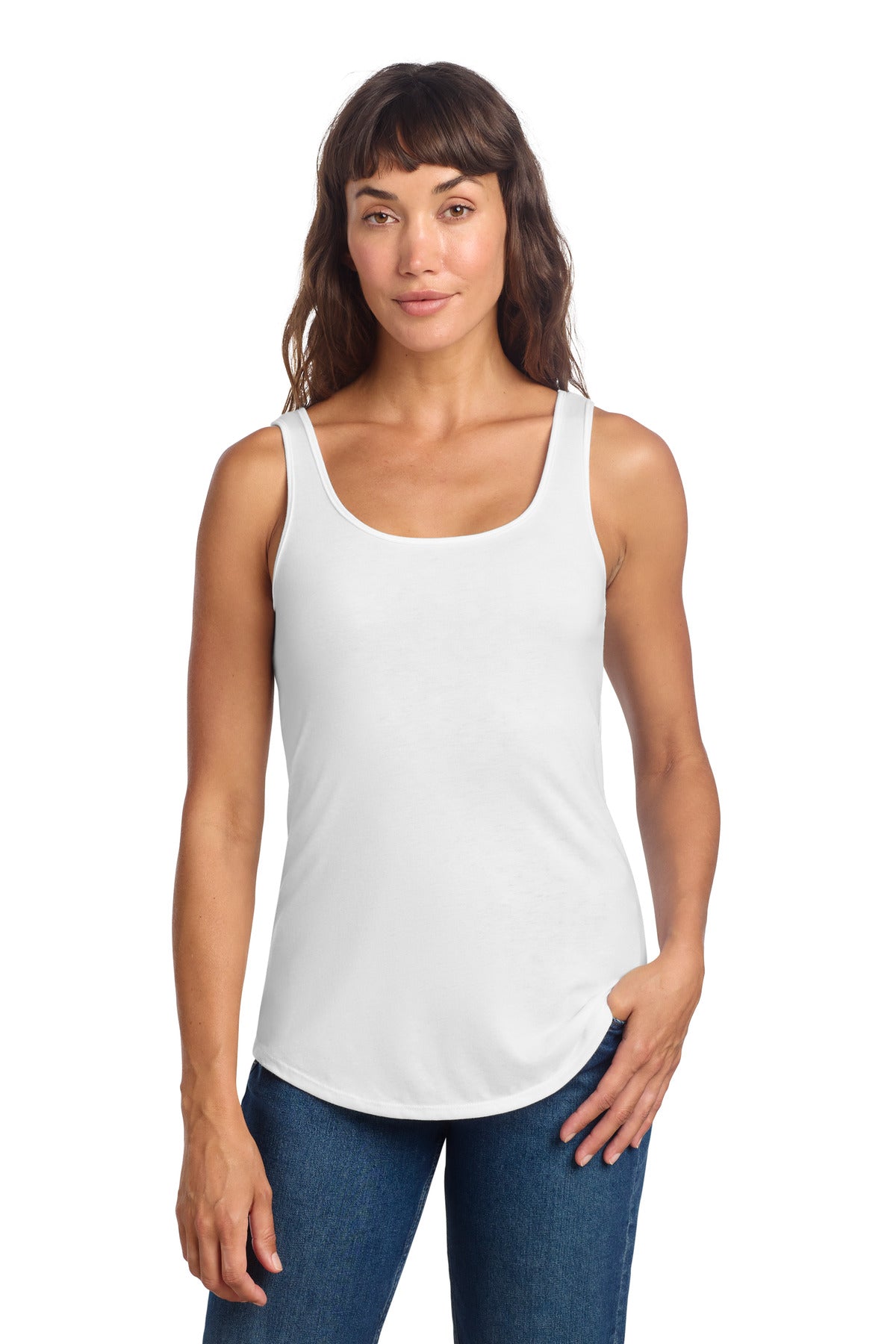 Custom logo District® Women's Perfect Tri® Relaxed Tank DT151 in White