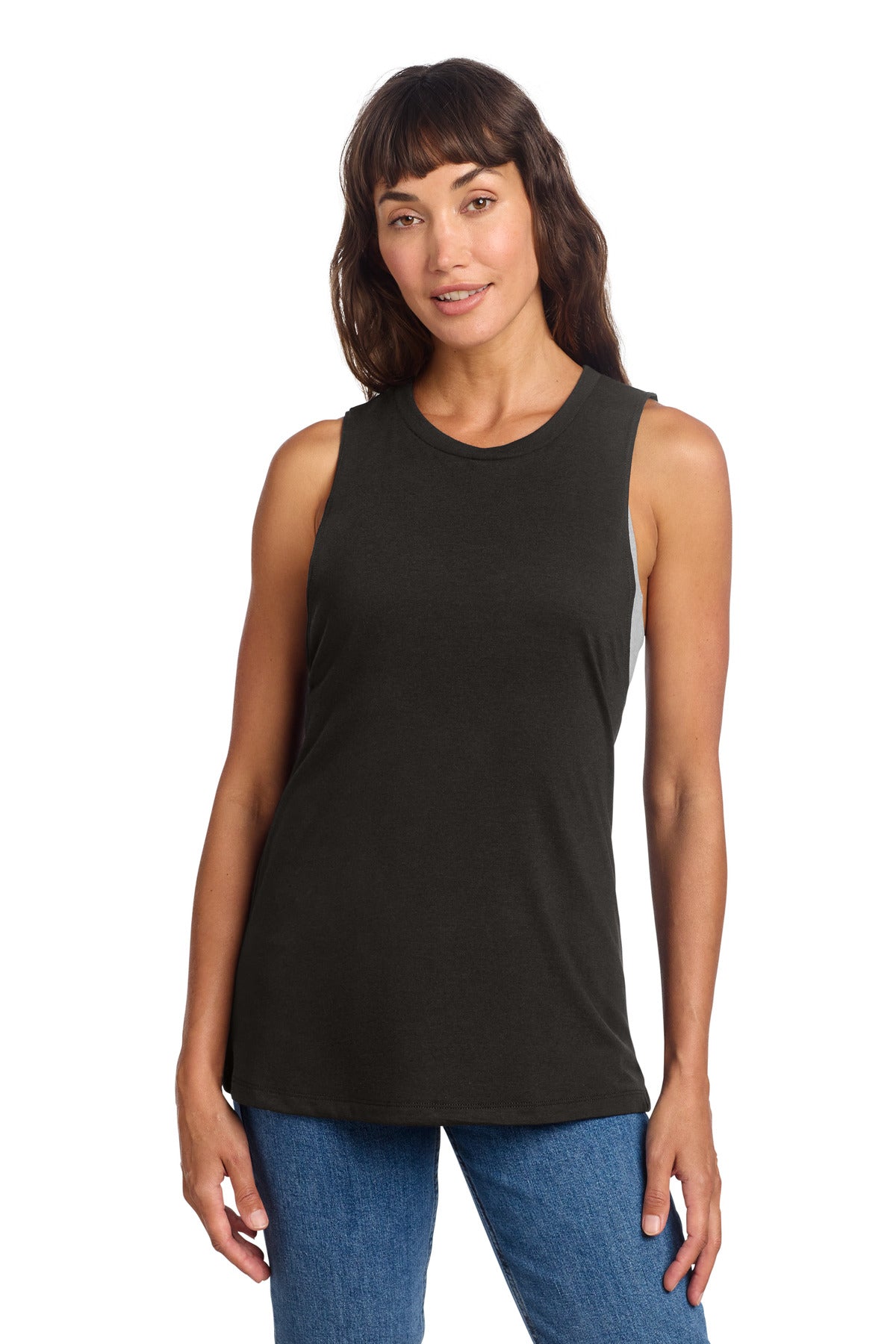 Custom logo District® Women's Perfect Tri® Muscle Tank DT153 in Black