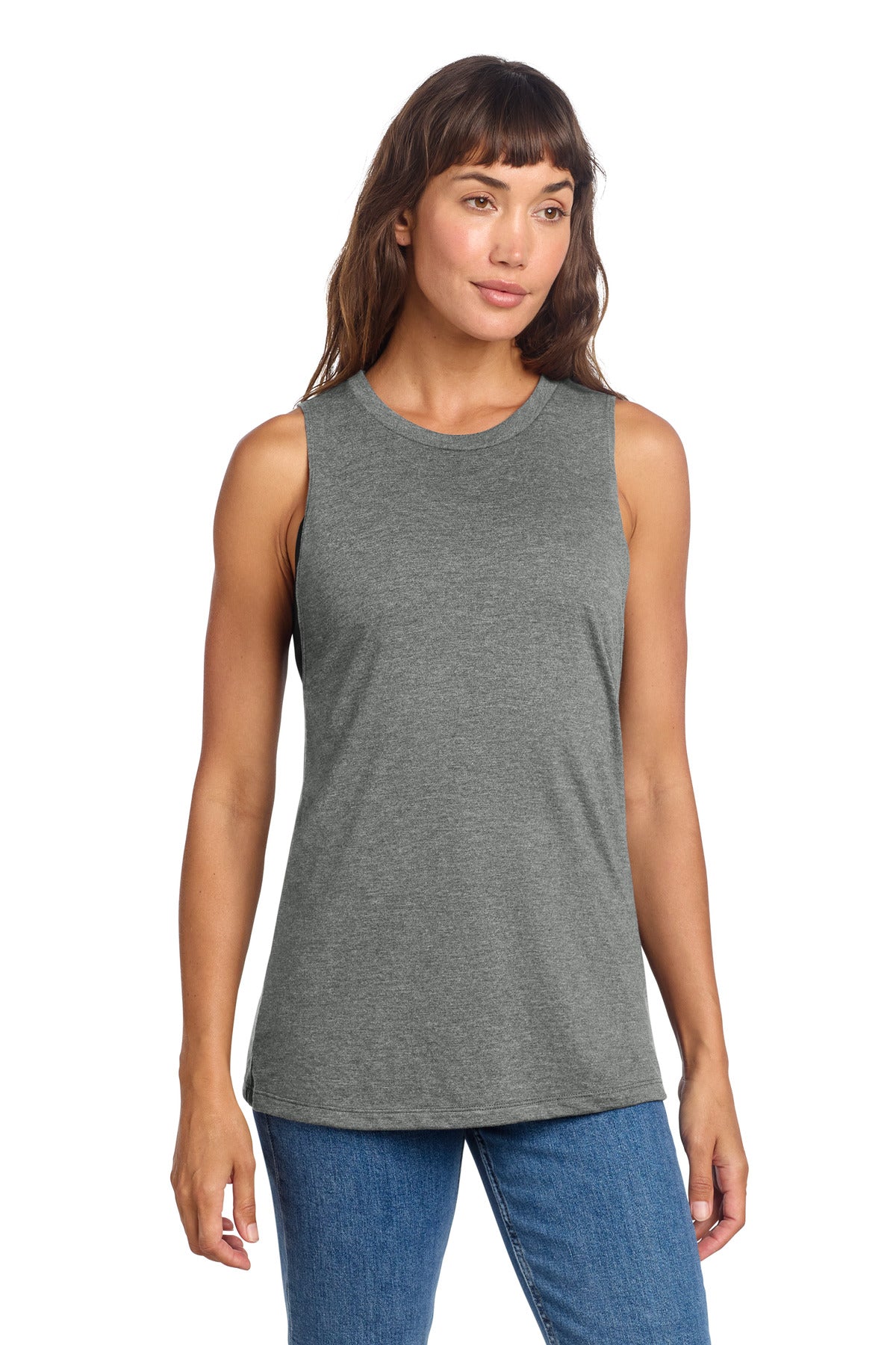 Custom logo District® Women's Perfect Tri® Muscle Tank DT153 in Heathered Charcoal