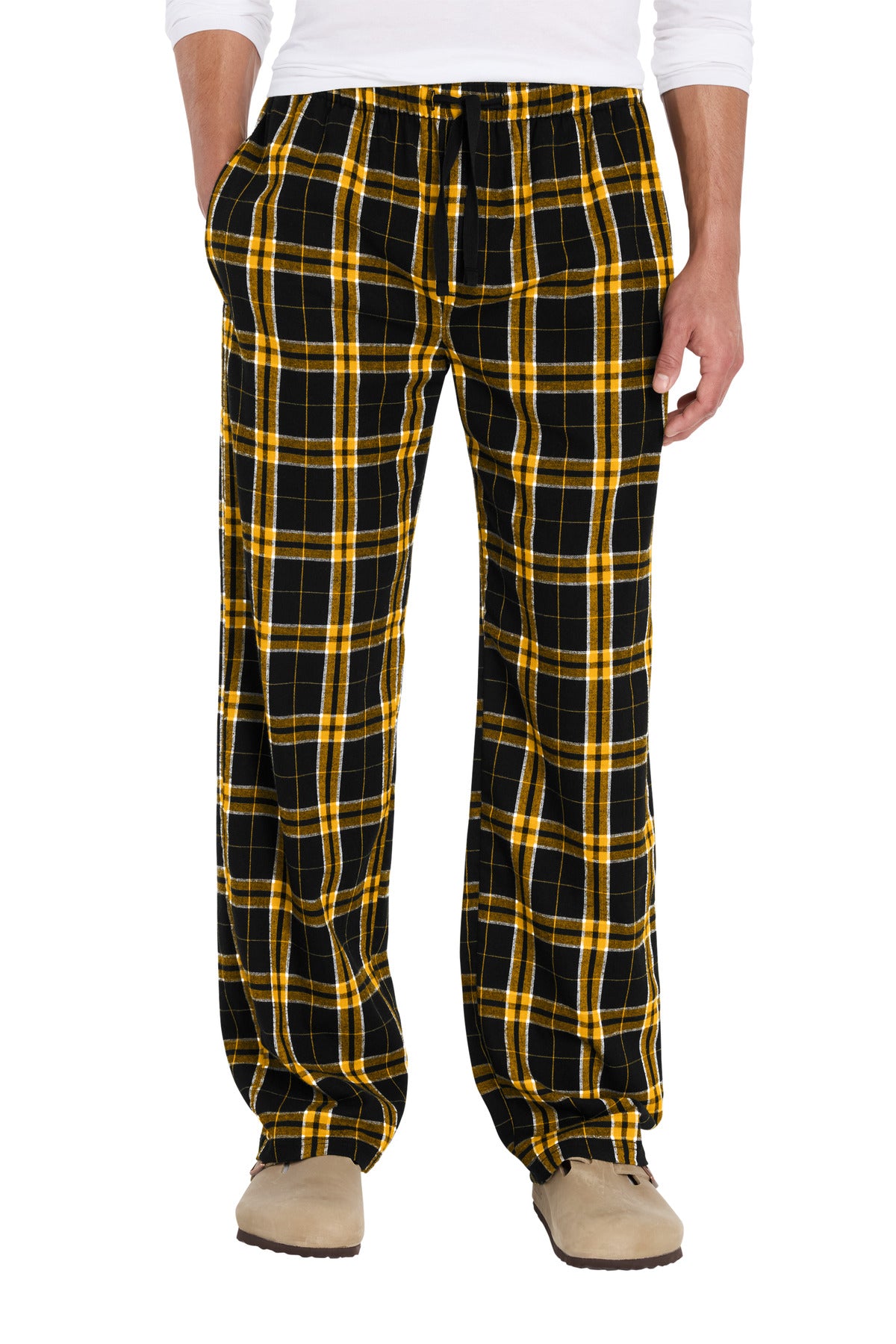 Custom logo District® Flannel Pocket Pant DT1810 in Black/ Gold