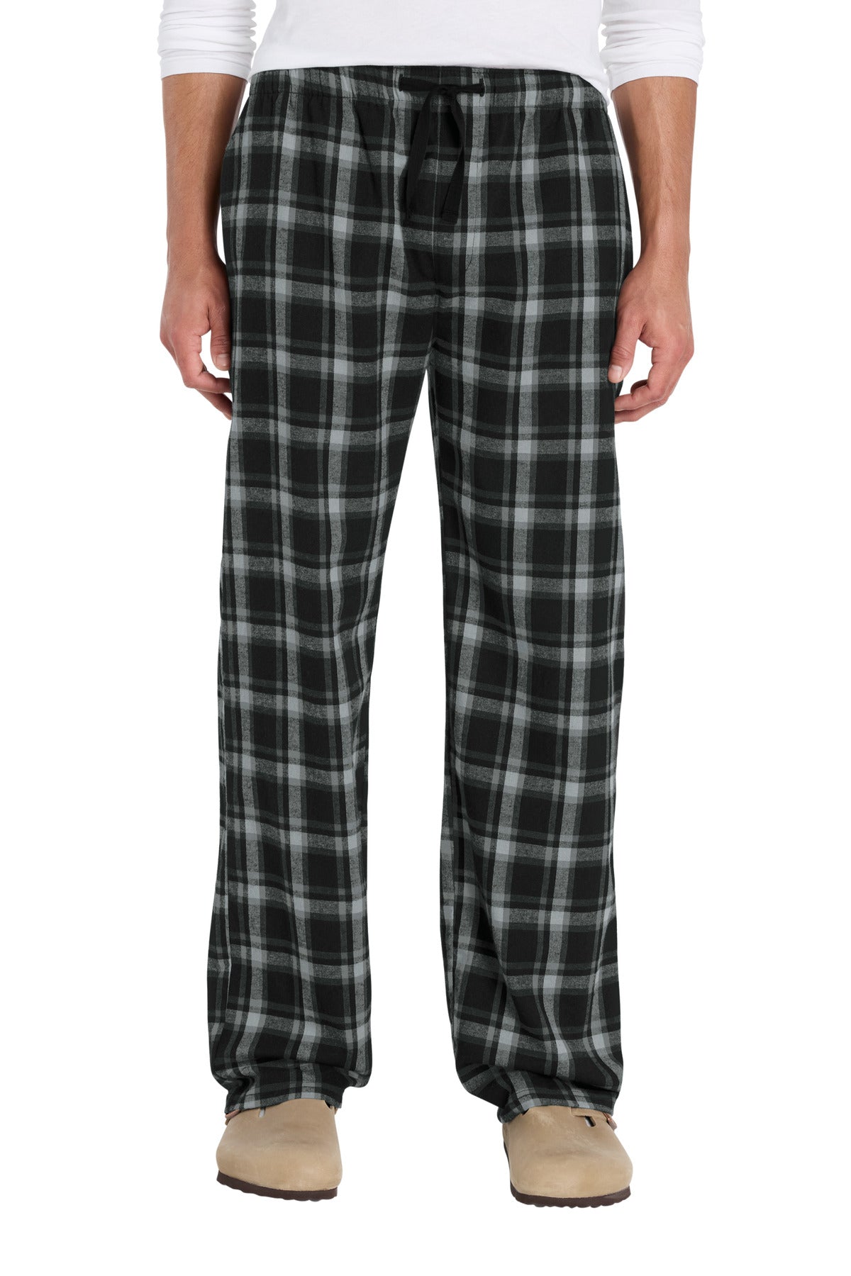 Custom logo District® Flannel Pocket Pant DT1810 in Black/ Grey Dress Plaid