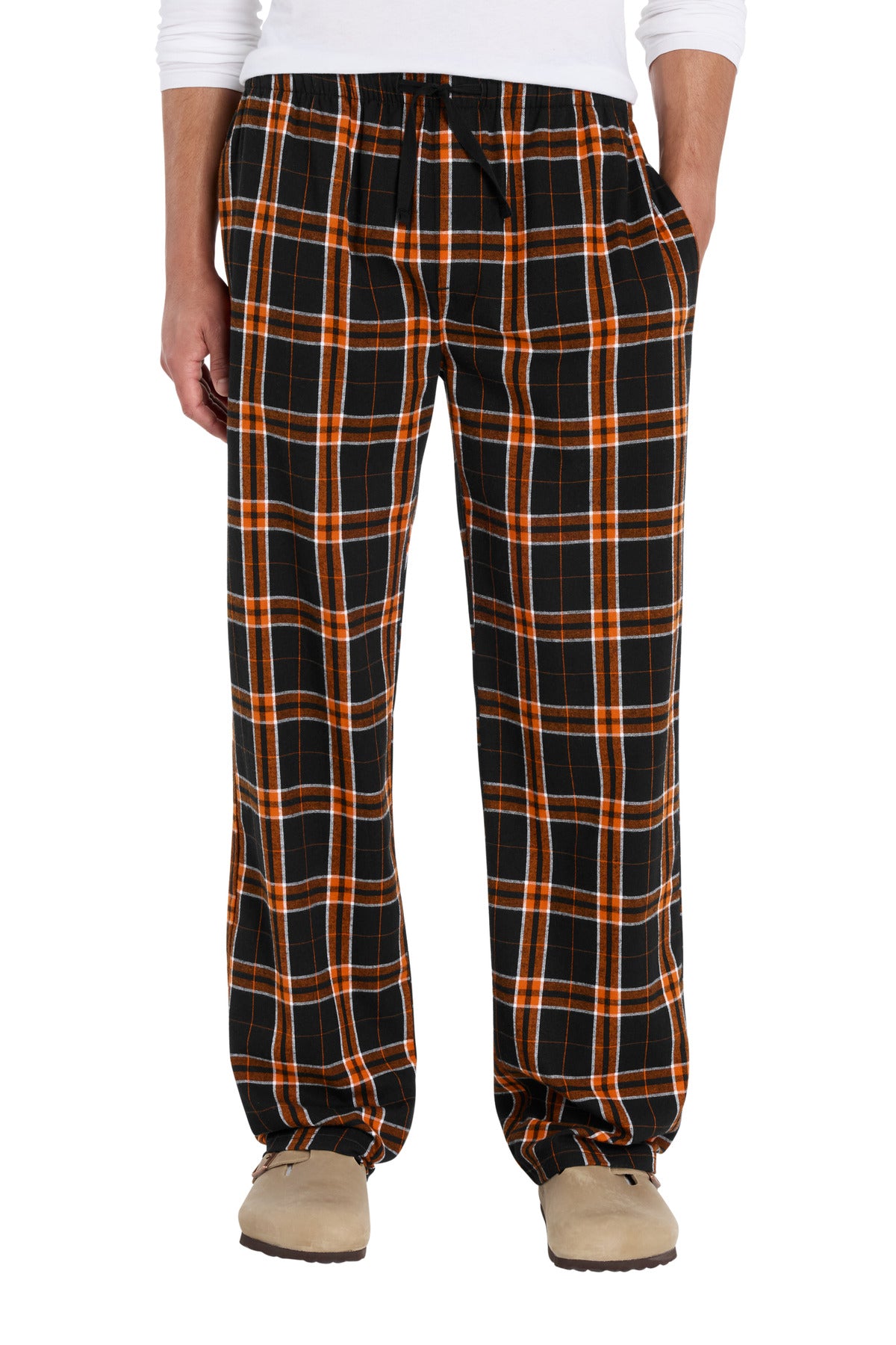Custom logo District® Flannel Pocket Pant DT1810 in Black/ Orange