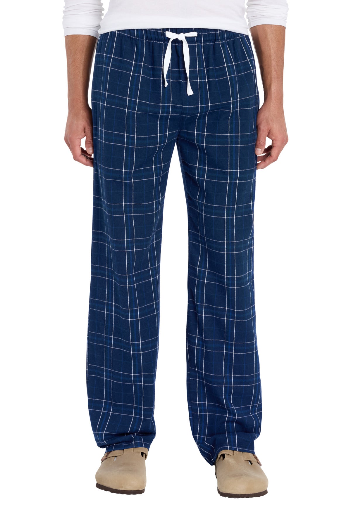 Custom logo District® Flannel Pocket Pant DT1810 in Dark Royal Scotch Plaid