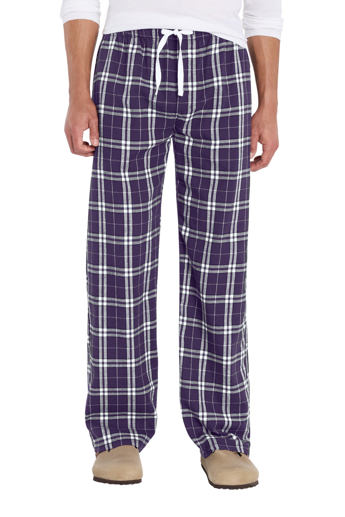 Custom logo District® Flannel Pocket Pant DT1810 in Purple/ White