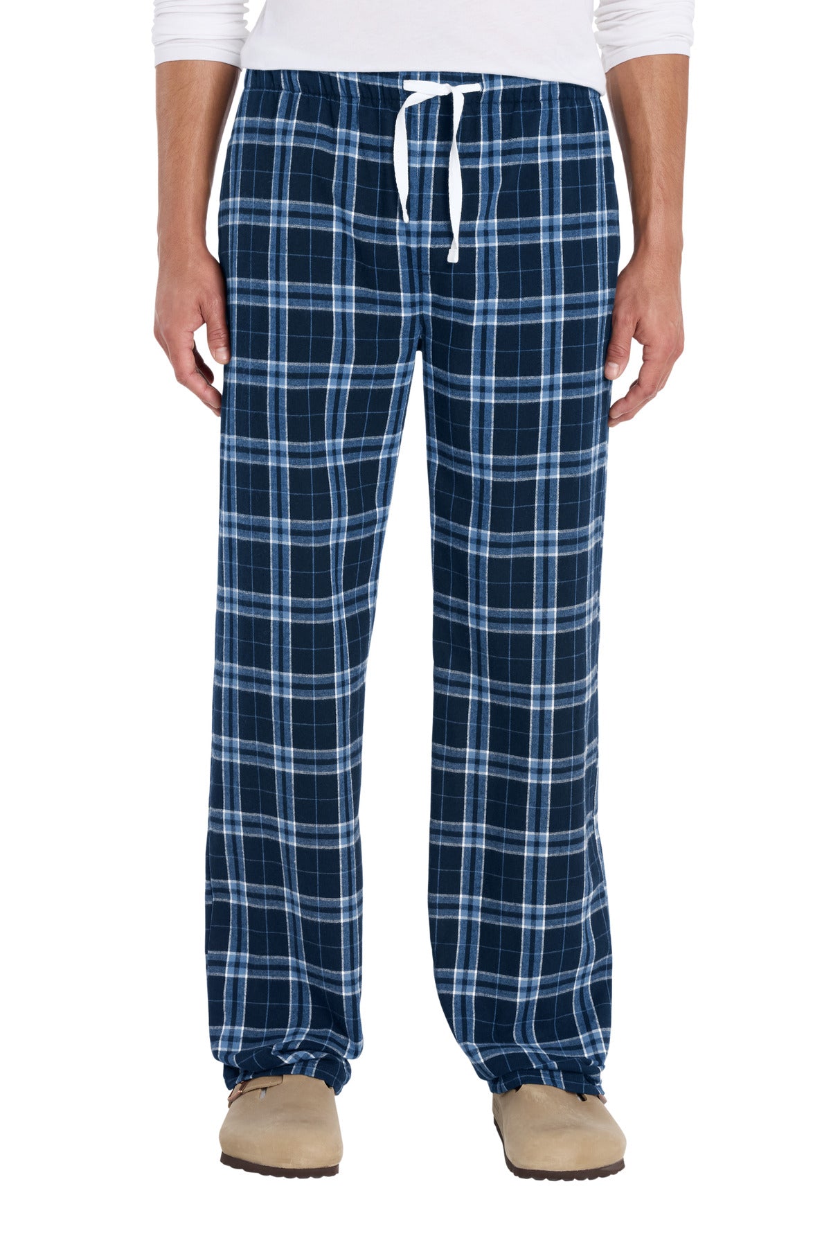 Custom logo District® Flannel Pocket Pant DT1810 in True Navy/ Carolina Blue