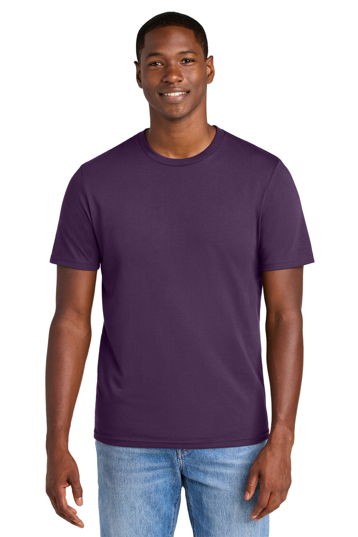 Custom logo District® Perfect Weight® CVC Tee DT184 in Blackberry