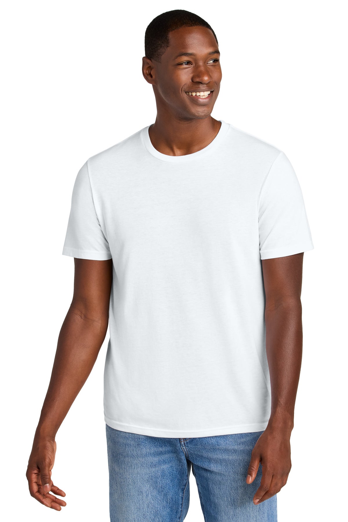 Custom logo District® Perfect Weight® CVC Tee DT184 in Bright White