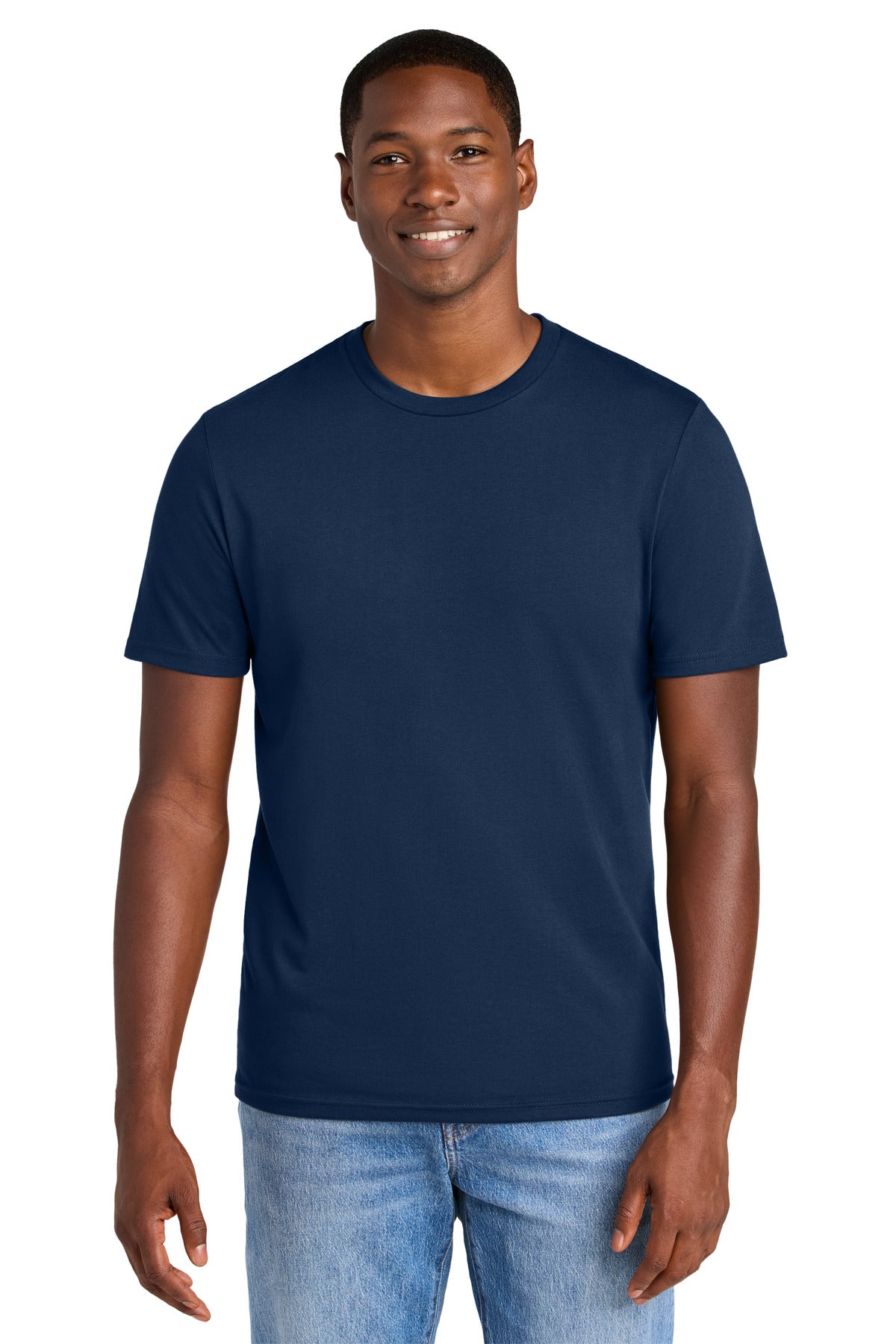 Custom logo District® Perfect Weight® CVC Tee DT184 in Dark Royal