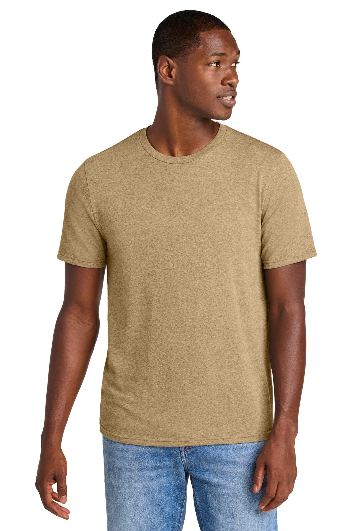 Custom logo District® Perfect Weight® CVC Tee DT184 in Dune Heather