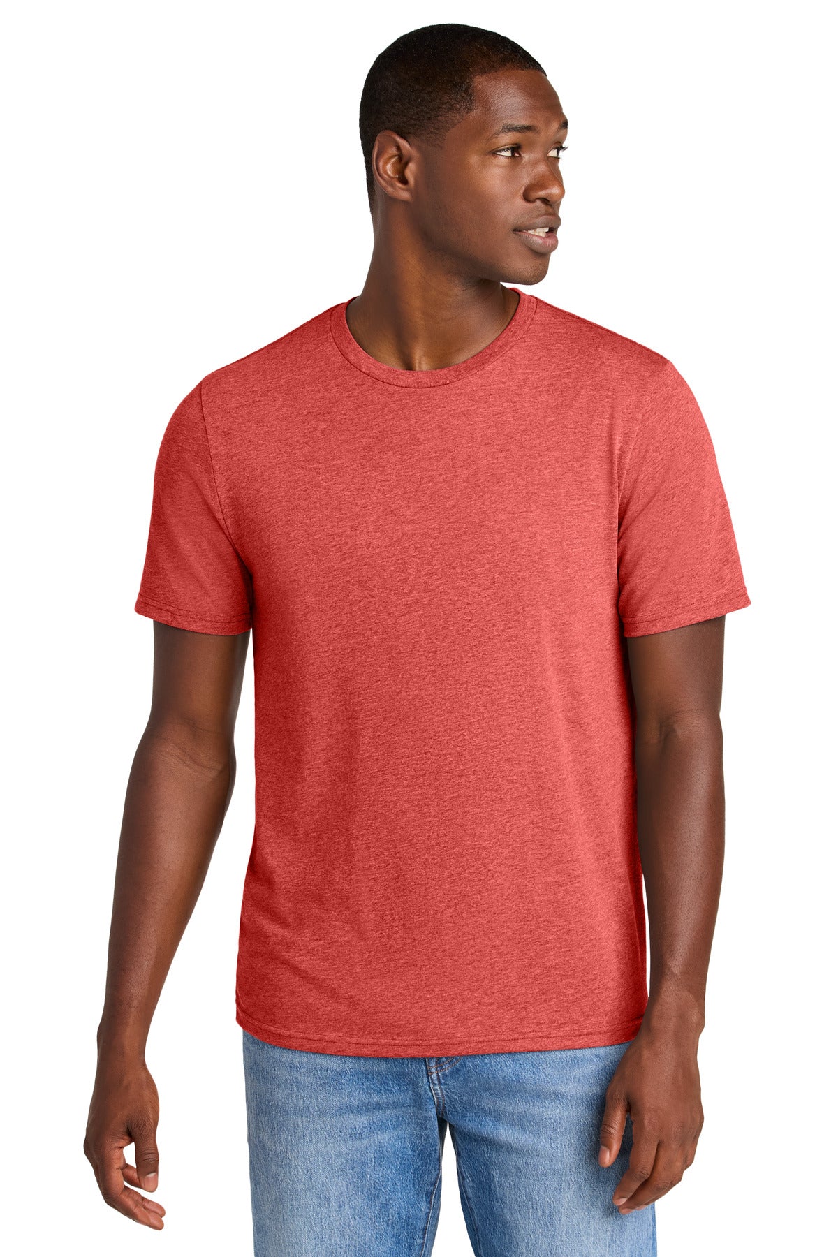 Custom logo District® Perfect Weight® CVC Tee DT184 in Geranium Heather