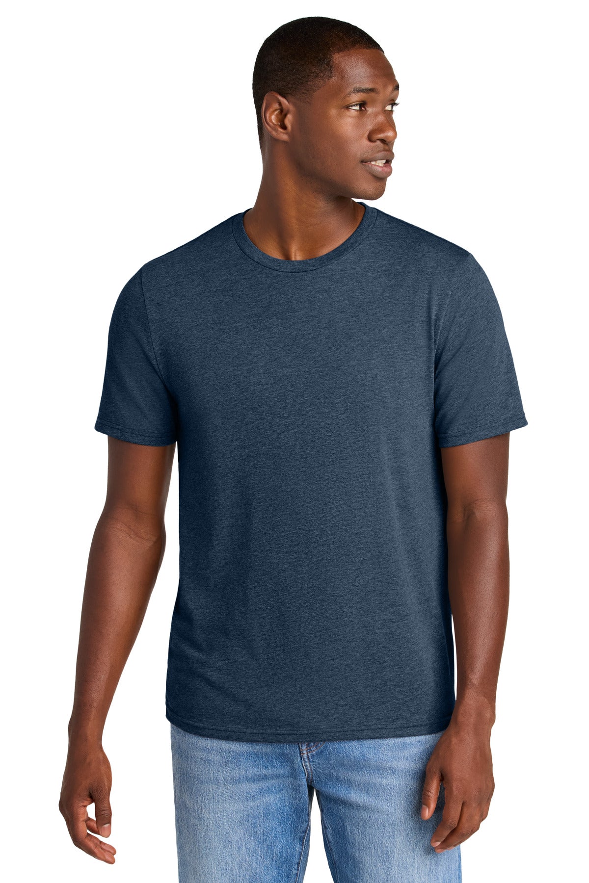 Custom logo District® Perfect Weight® CVC Tee DT184 in Heathered Navy