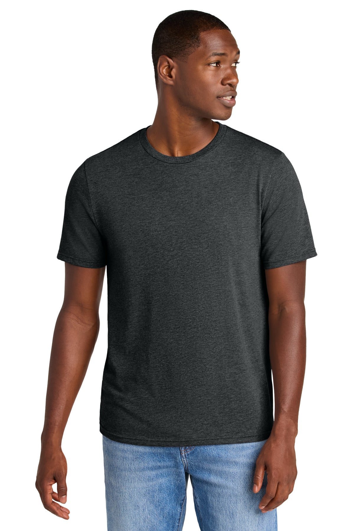 Custom logo District® Perfect Weight® CVC Tee DT184 in Jet Black Heather
