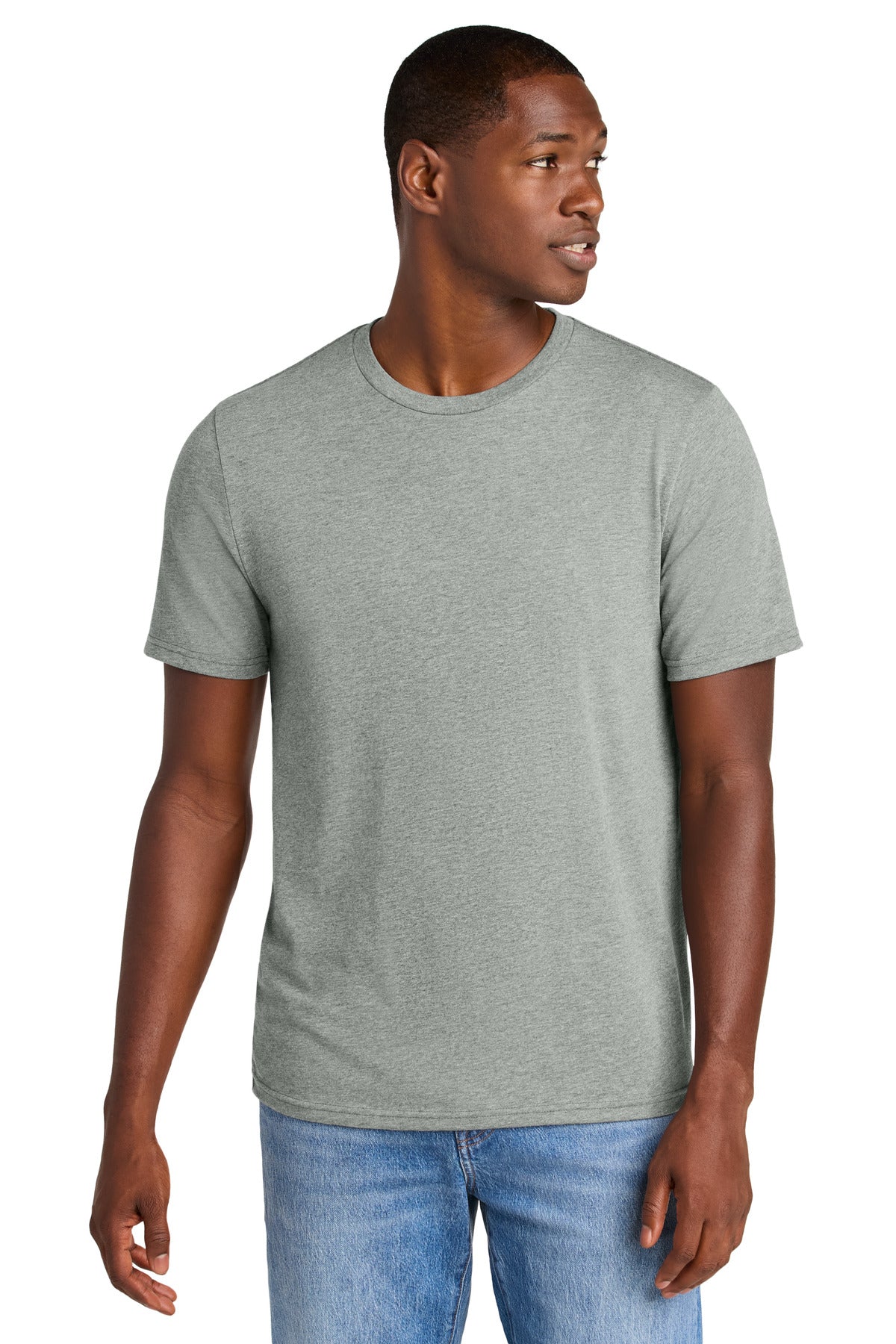 Custom logo District® Perfect Weight® CVC Tee DT184 in Light Heather Grey