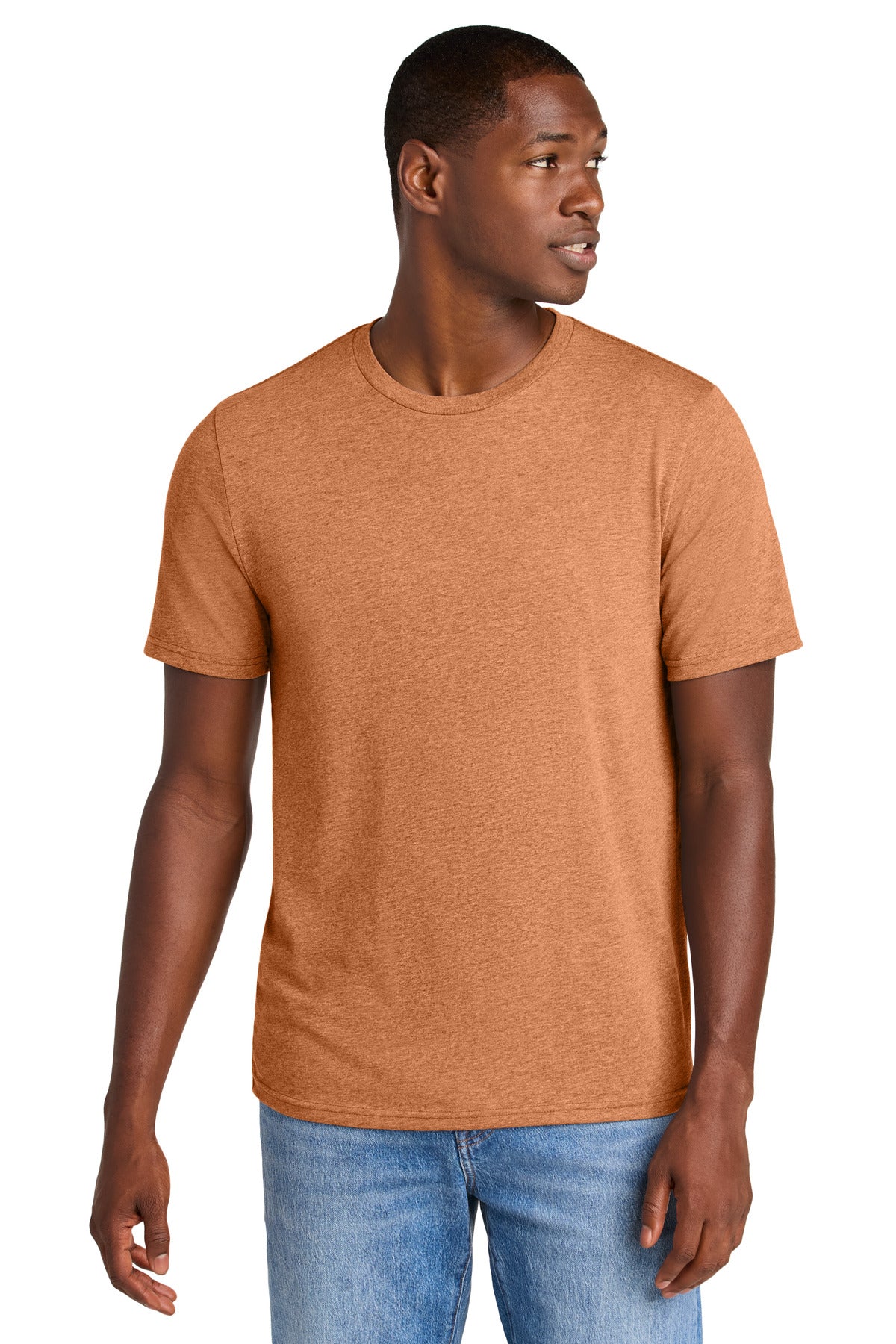 Custom logo District® Perfect Weight® CVC Tee DT184 in Sienna Heather