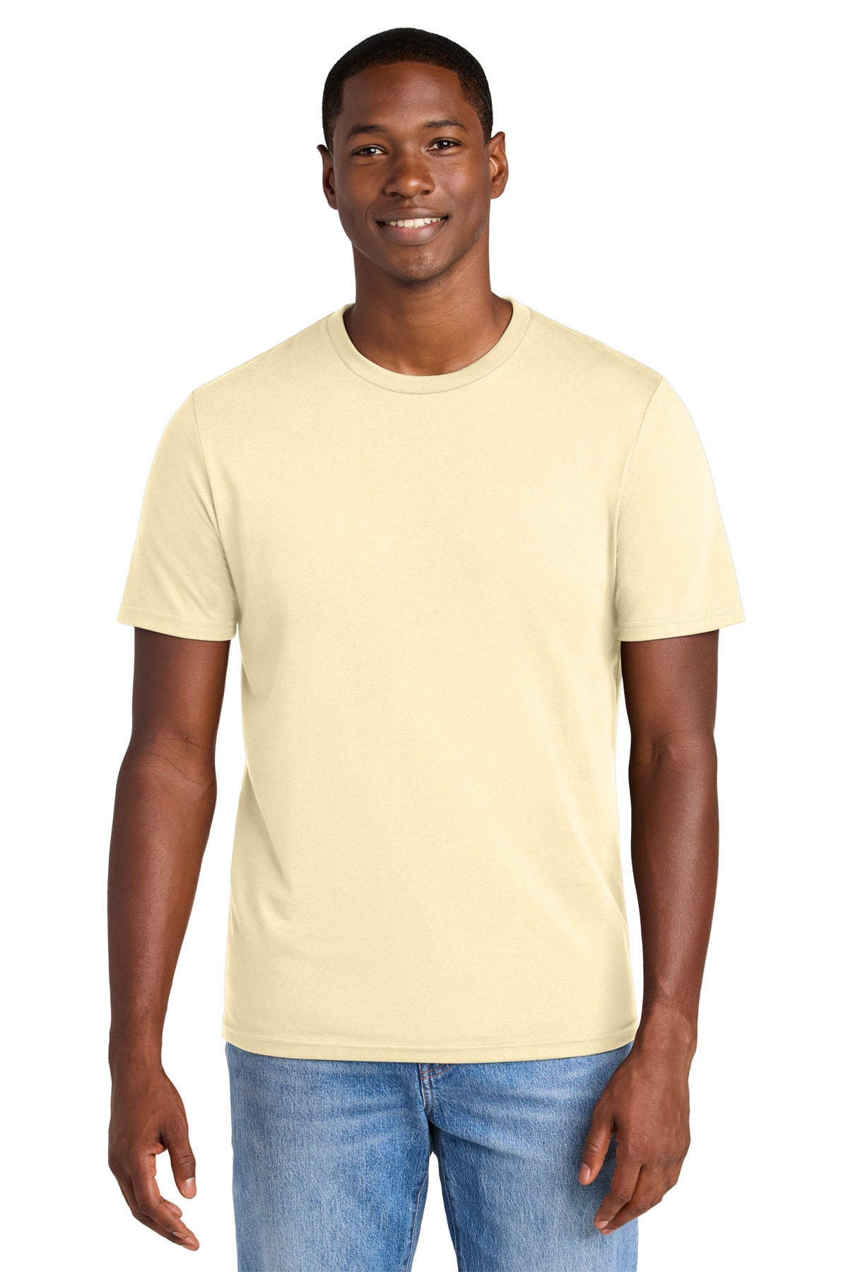 Custom logo District® Perfect Weight® CVC Tee DT184 in Soft Yellow