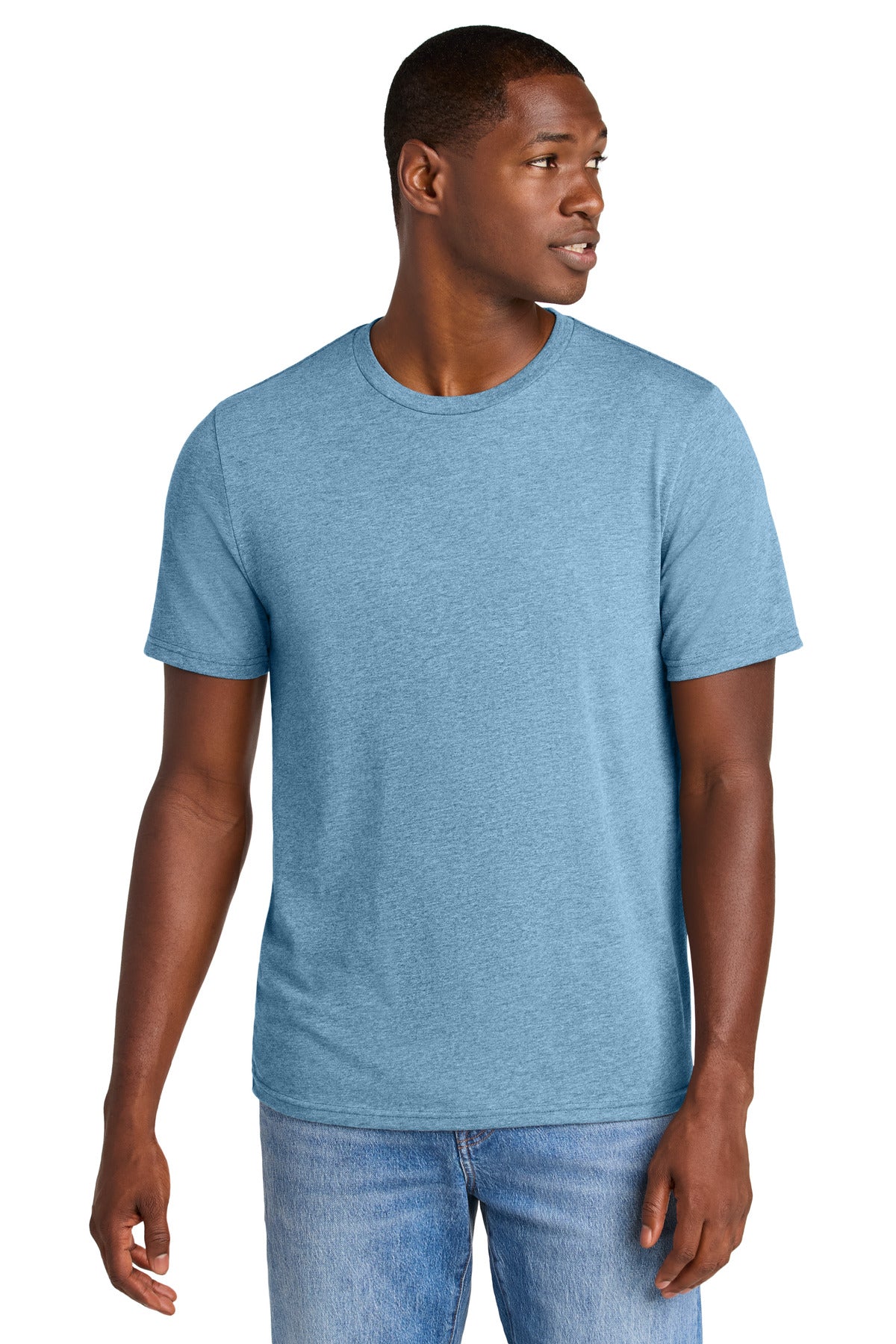 Custom logo District® Perfect Weight® CVC Tee DT184 in Tundra Blue Heather