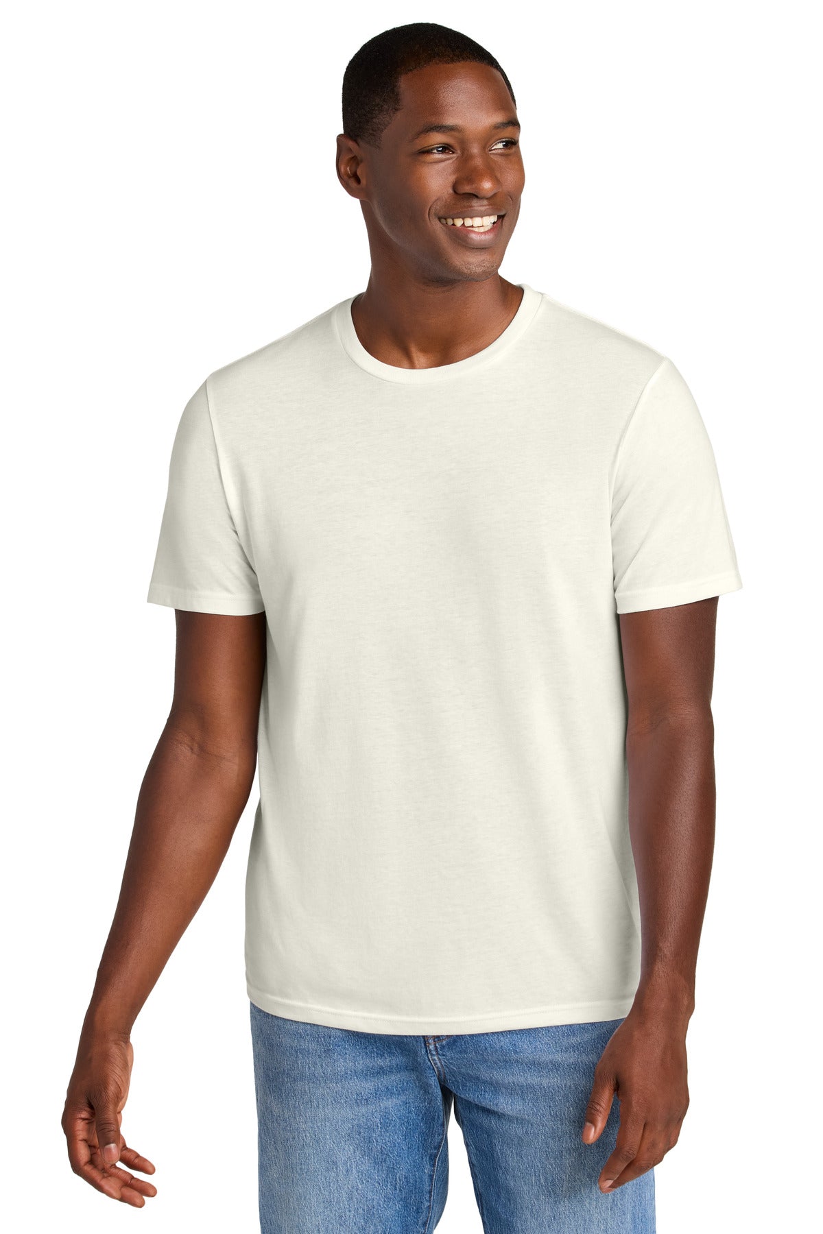 Custom logo District® Perfect Weight® CVC Tee DT184 in White Onyx