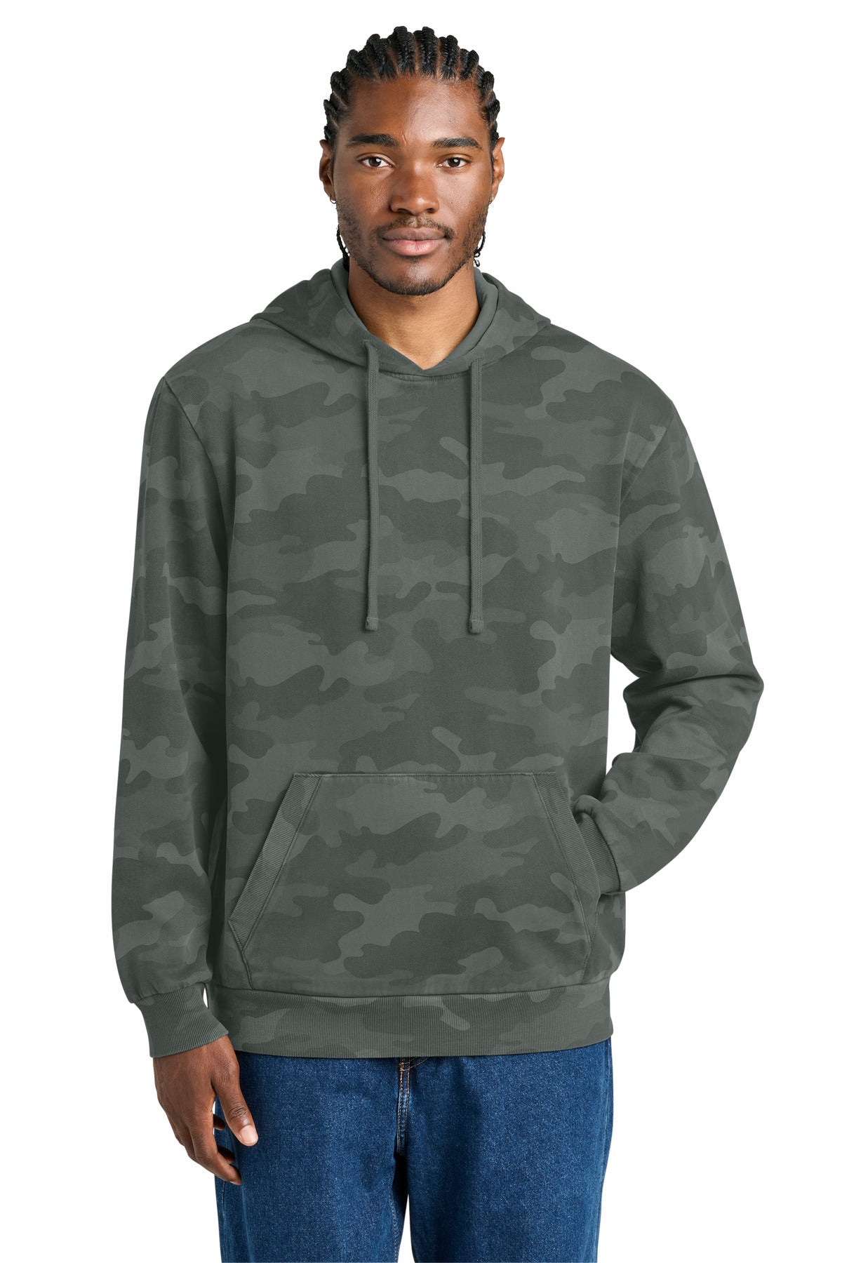 Custom logo District Wash™ Camo Fleece Hoodie DT2200C in Graphite