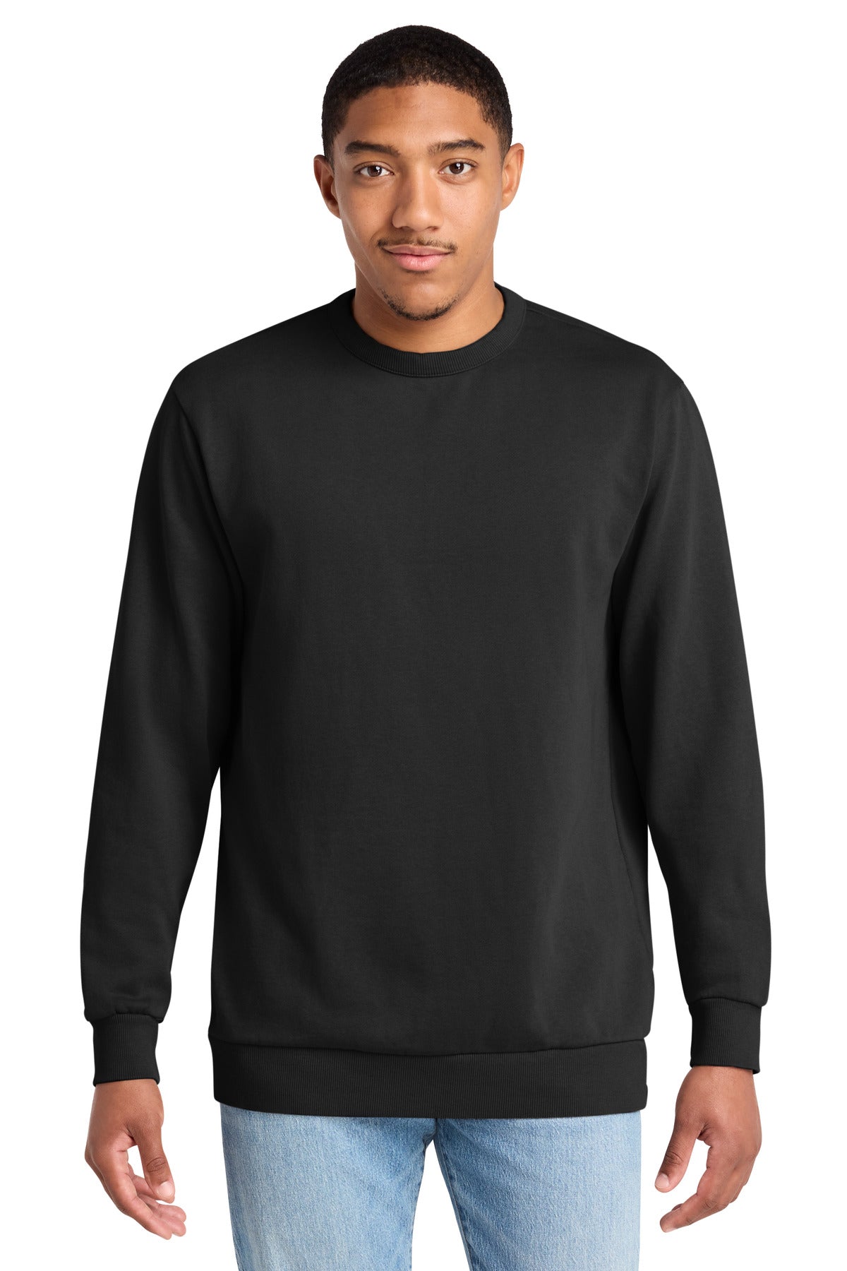 Custom logo District Wash™ Fleece Crew DT2204 in Black