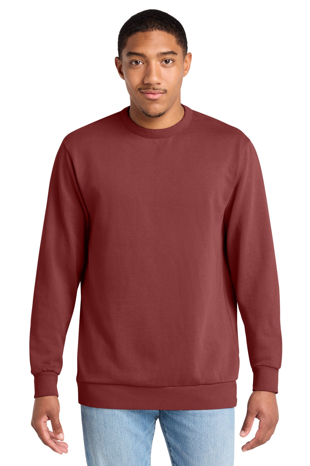 Custom logo District Wash™ Fleece Crew DT2204 in Garnet