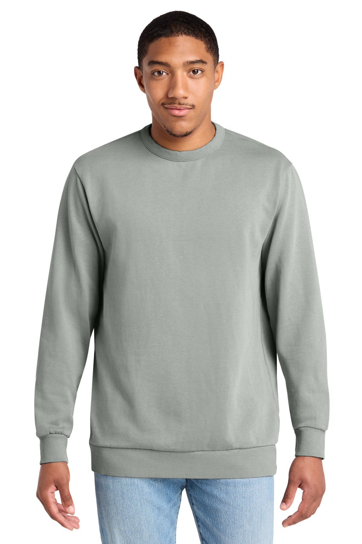 Custom logo District Wash™ Fleece Crew DT2204 in Gusty Grey