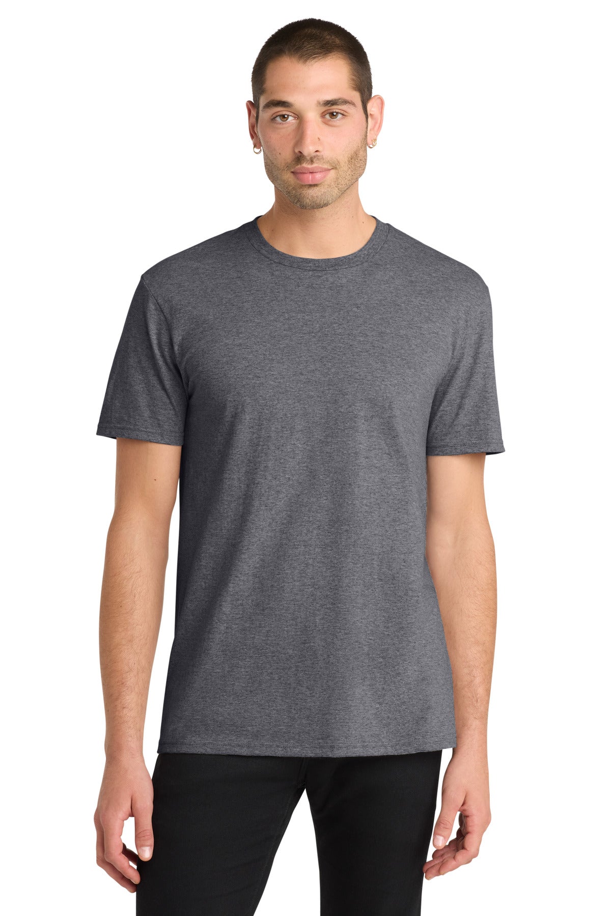 Custom logo District® The Concert Tee® DT5000 in Heathered Charcoal