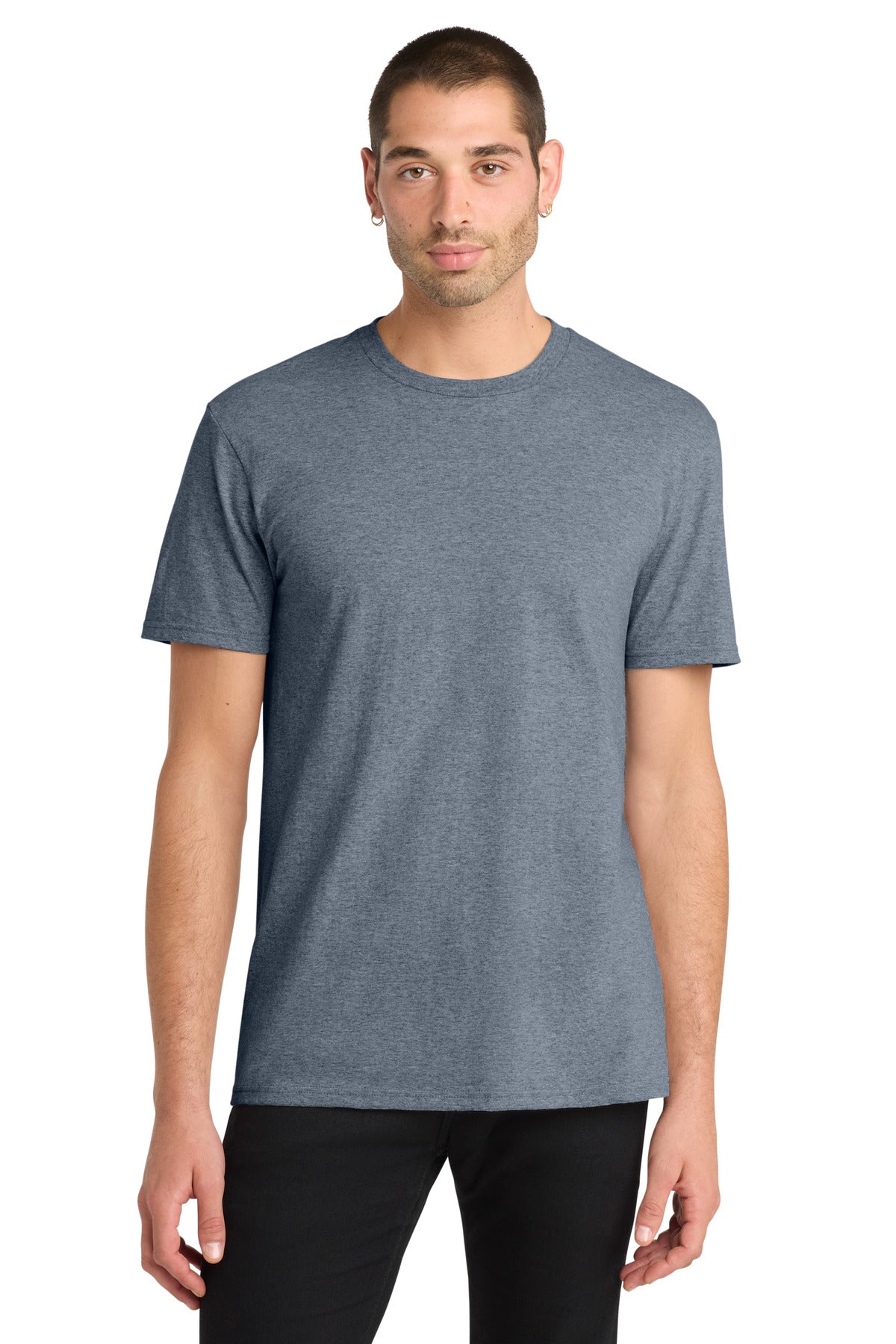 Custom logo District® The Concert Tee® DT5000 in Heathered Navy