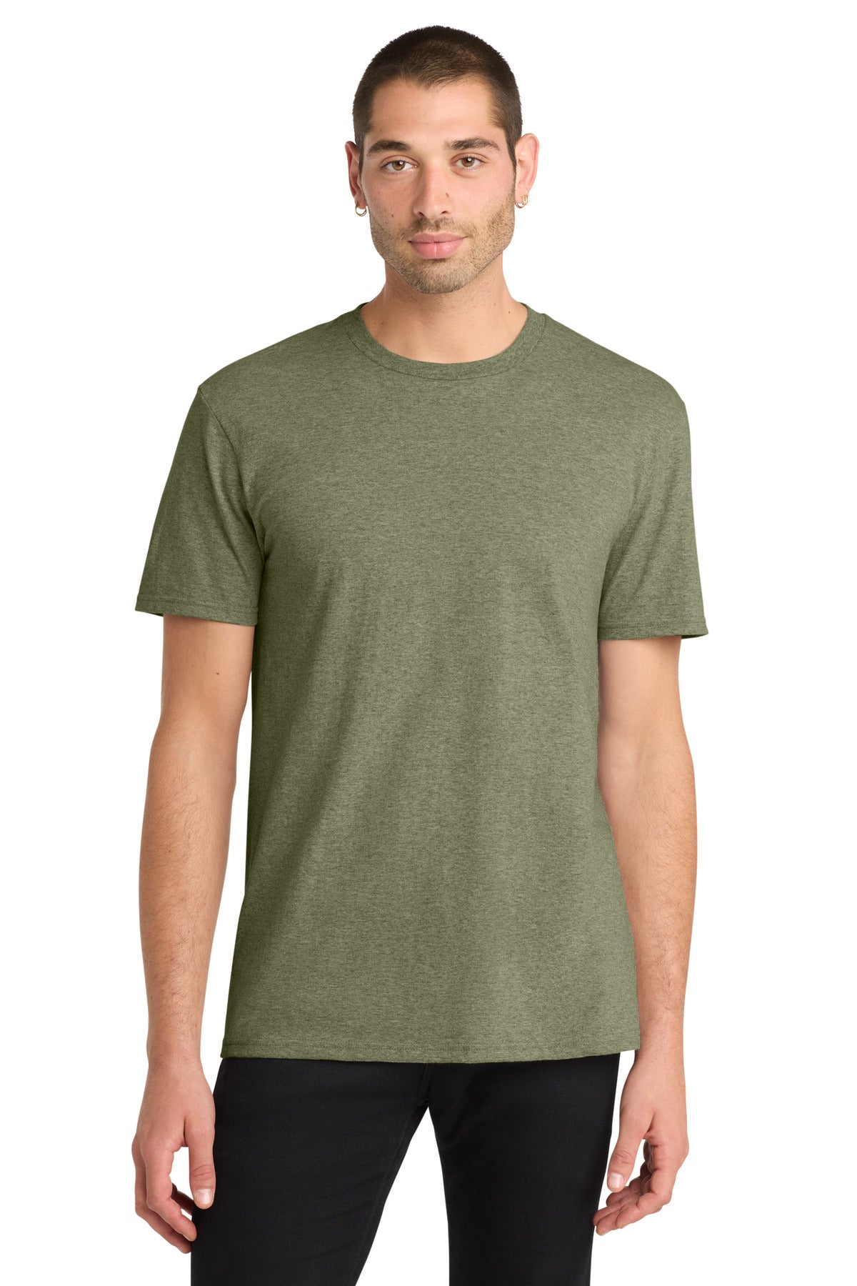 Custom logo District® The Concert Tee® DT5000 in Military Green Frost
