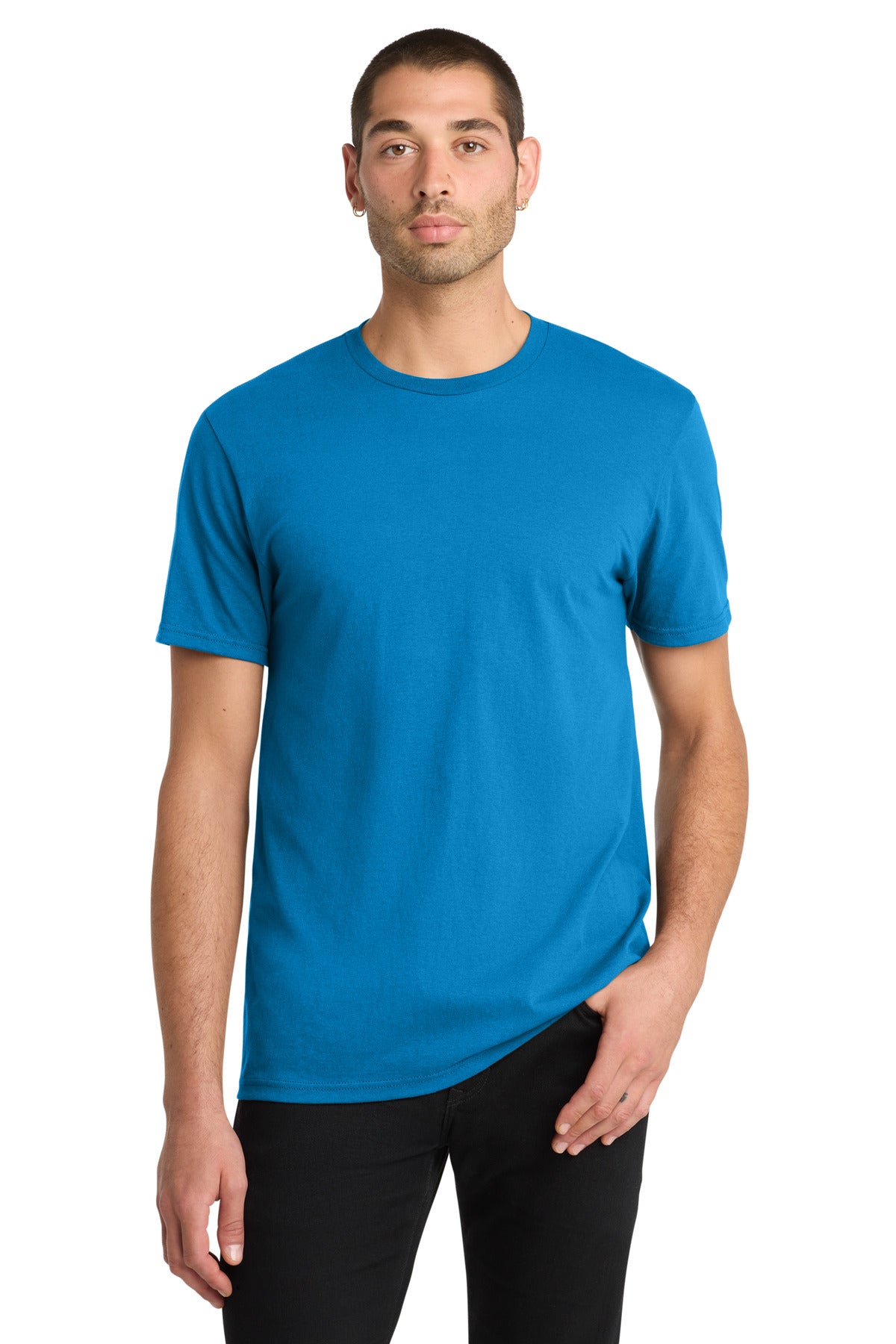 Custom logo District® The Concert Tee® DT5000 in Neon Blue