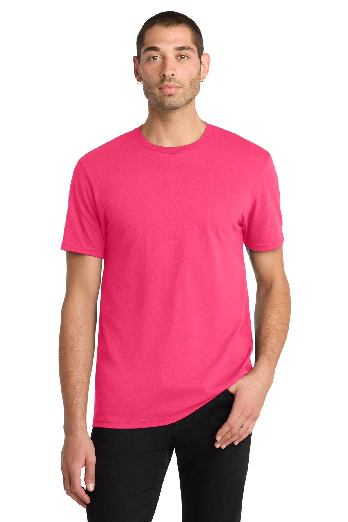 Custom logo District® The Concert Tee® DT5000 in Neon Pink