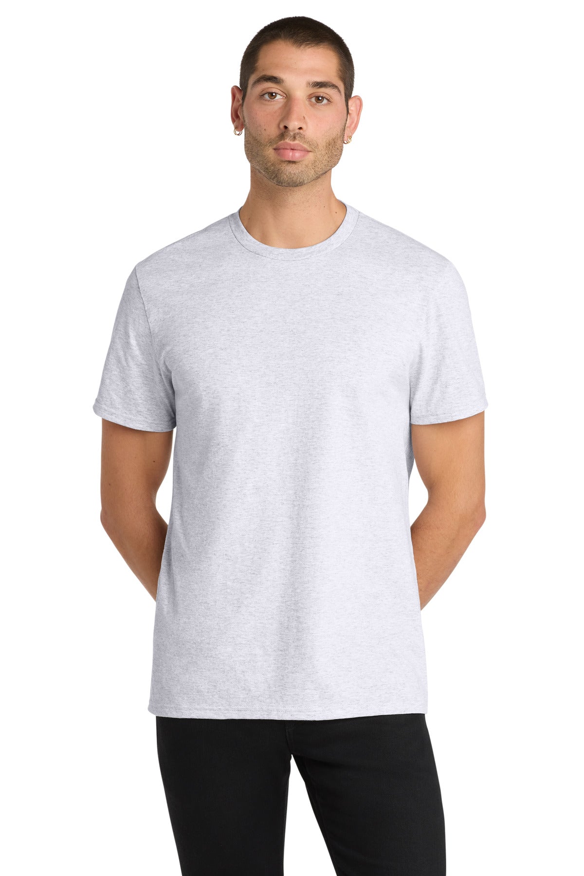 Custom logo District® The Concert Tee® DT5000 in White Heather
