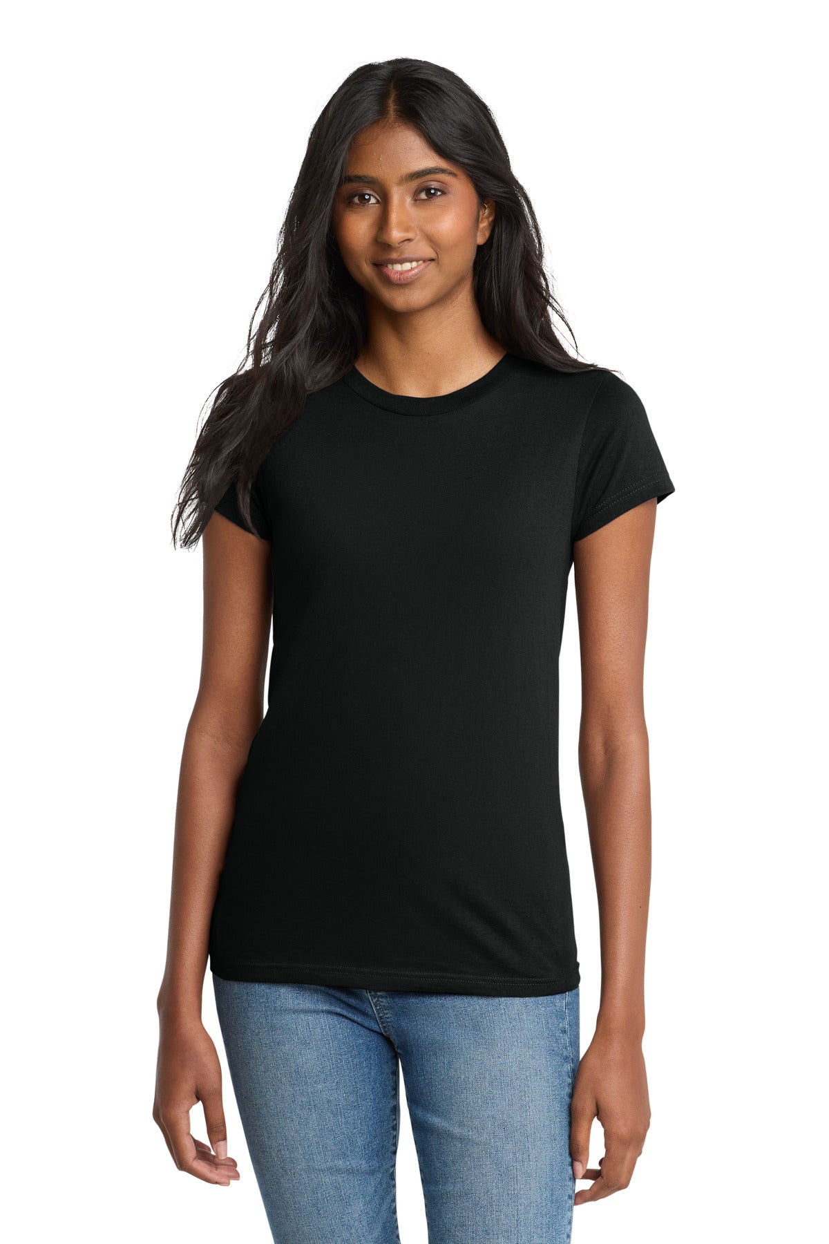 Custom logo District® Women's Fitted The Concert Tee® DT5001 in Black