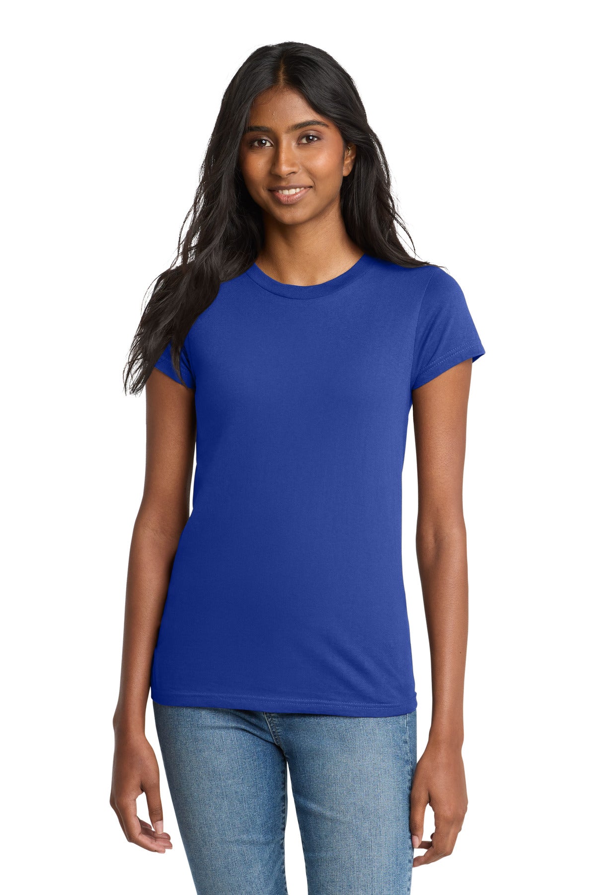 Custom logo District® Women's Fitted The Concert Tee® DT5001 in Deep Royal