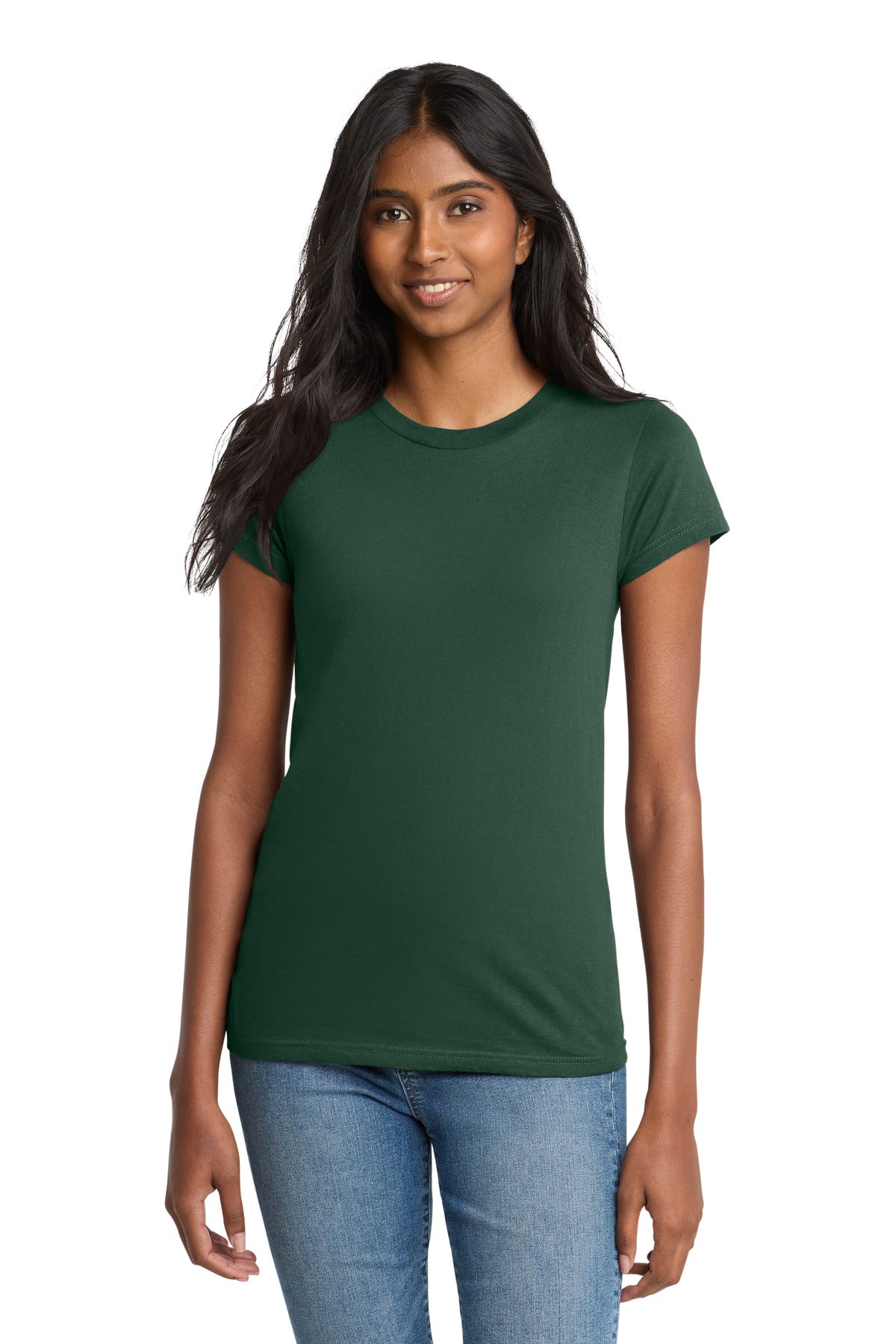 Custom logo District® Women's Fitted The Concert Tee® DT5001 in Forest Green