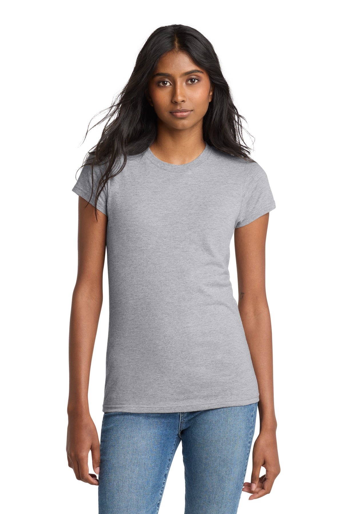 Custom logo District® Women's Fitted The Concert Tee® DT5001 in Heather Grey