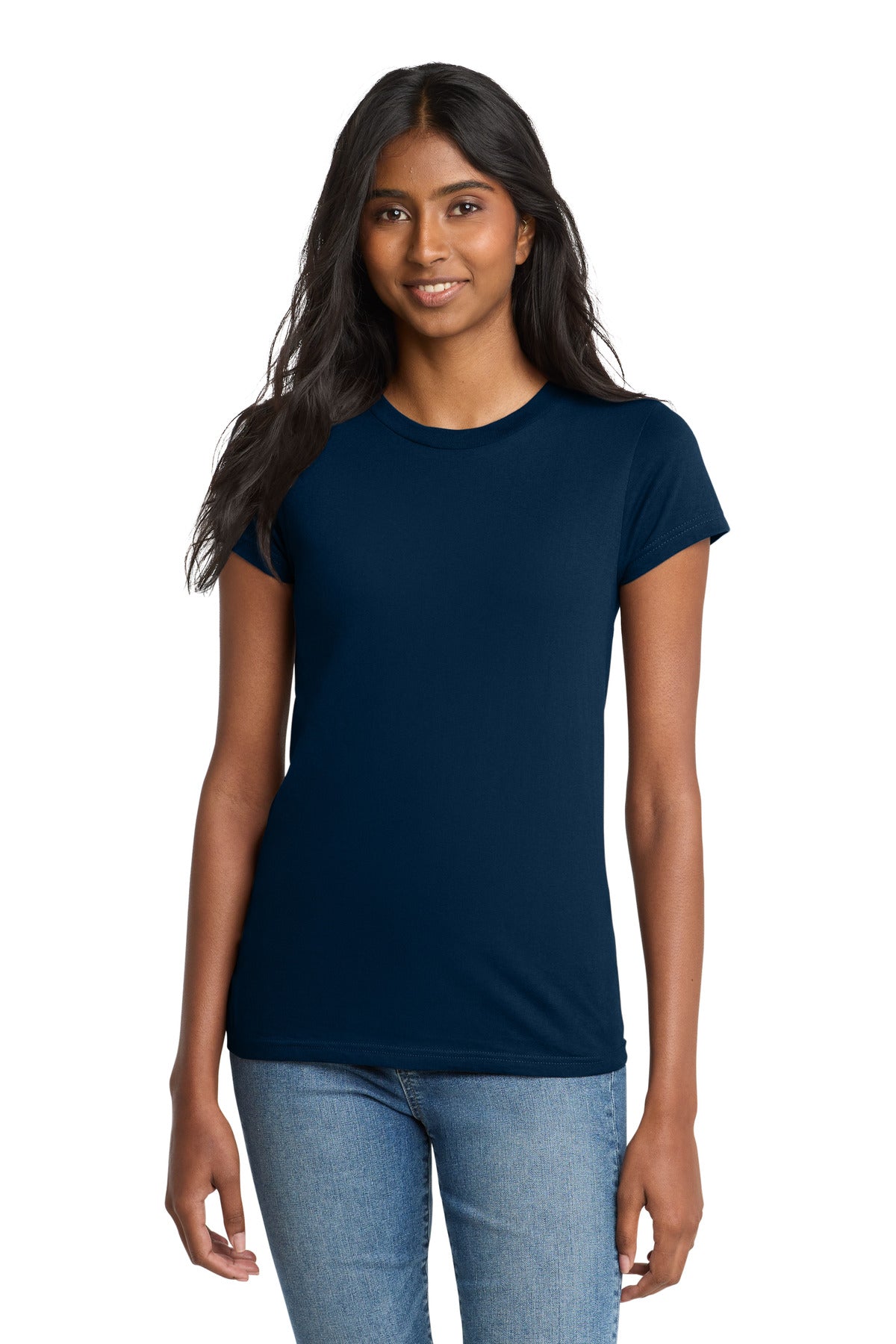 Custom logo District® Women's Fitted The Concert Tee® DT5001 in New Navy
