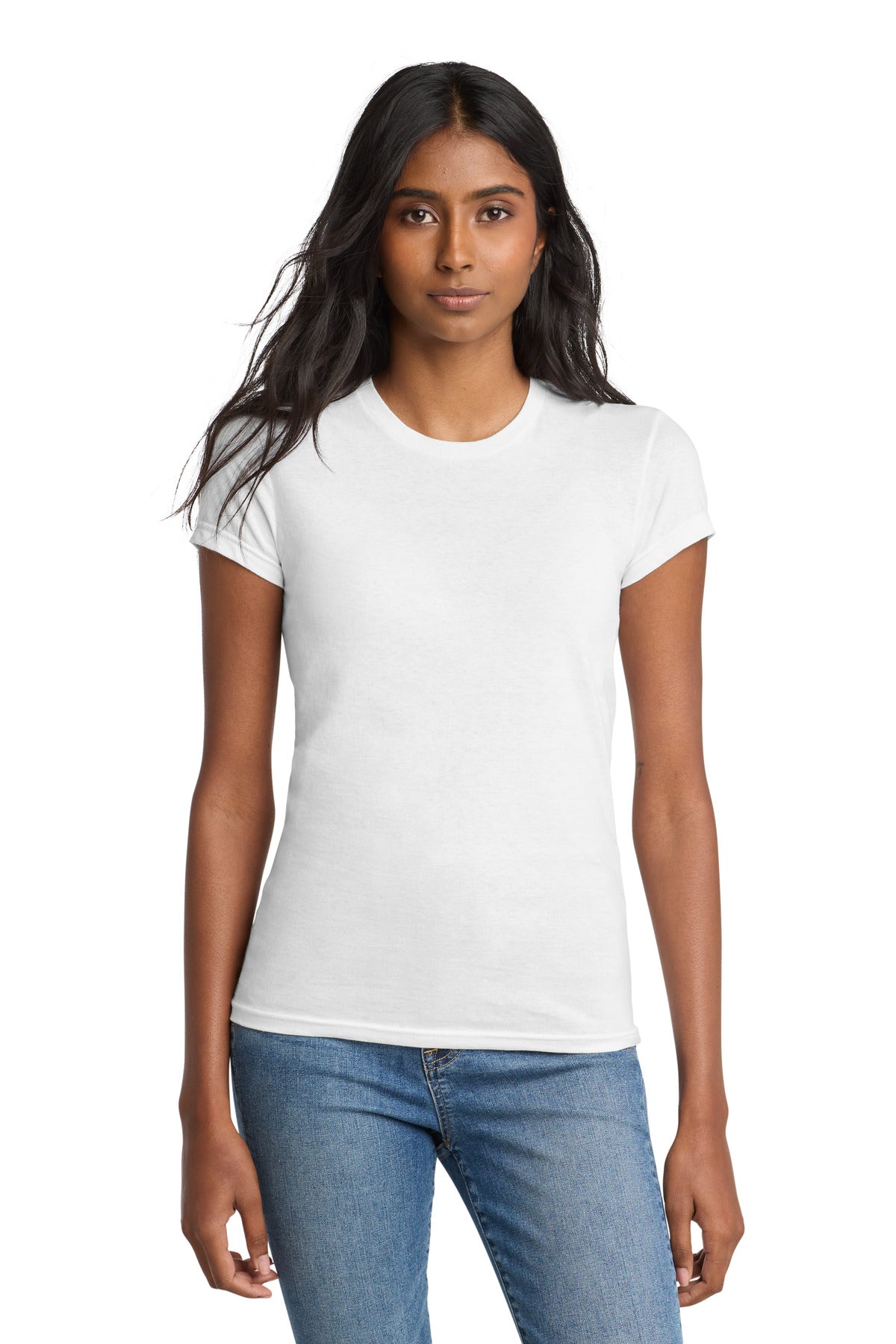 Custom logo District® Women's Fitted The Concert Tee® DT5001 in White