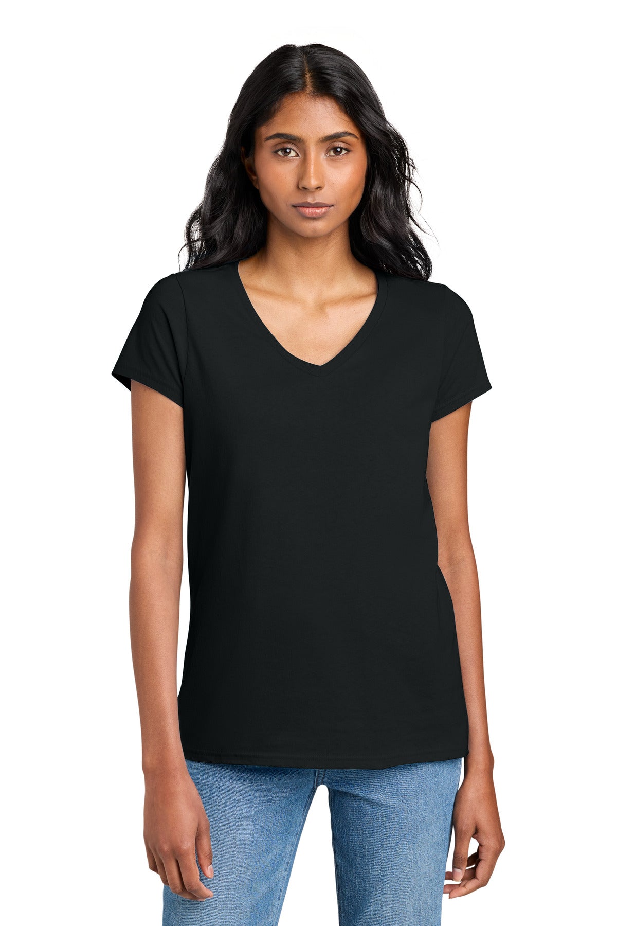 Custom logo District® Women's The Concert Tee® V-Neck DT5002 in Black