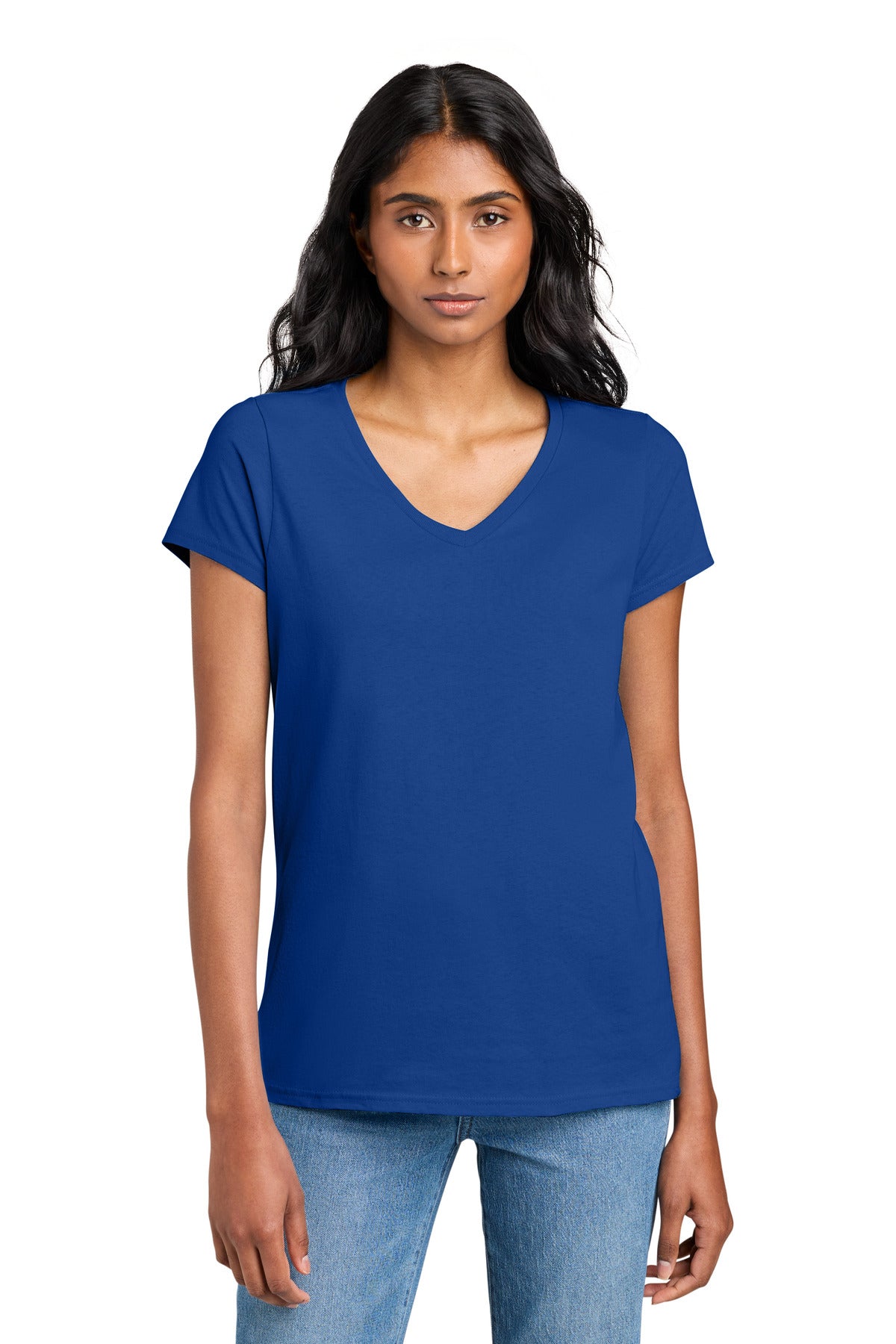 Custom logo District® Women's The Concert Tee® V-Neck DT5002 in Deep Royal