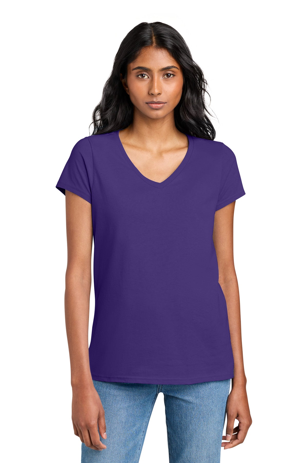 Custom logo District® Women's The Concert Tee® V-Neck DT5002 in Purple