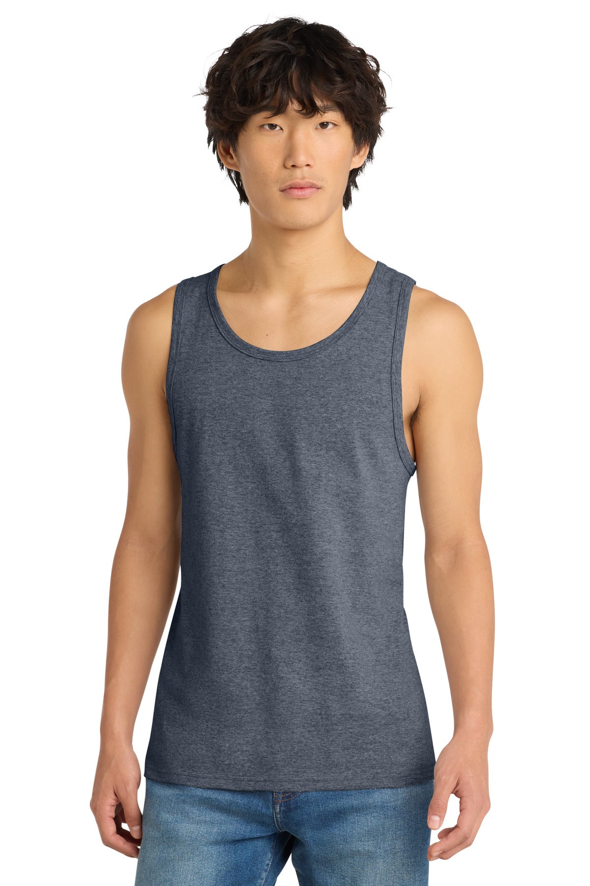 Custom logo District® The Concert Tank®. DT5300 in Heathered Navy